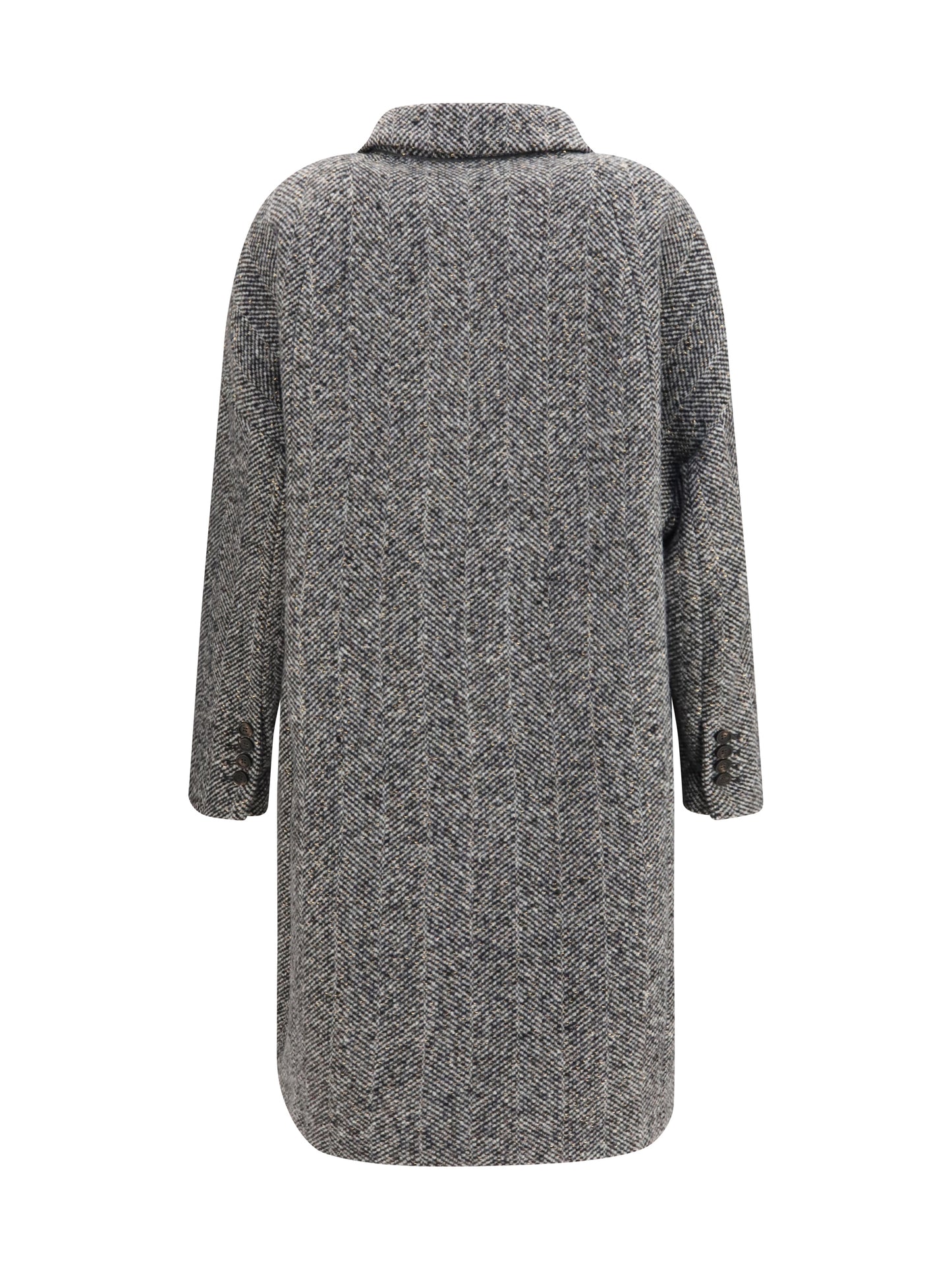 Brunello Cucinelli Women Double-Breasted Wool And Alpaca Blend Coat With Sequins BRUNELLO CUCINELLI