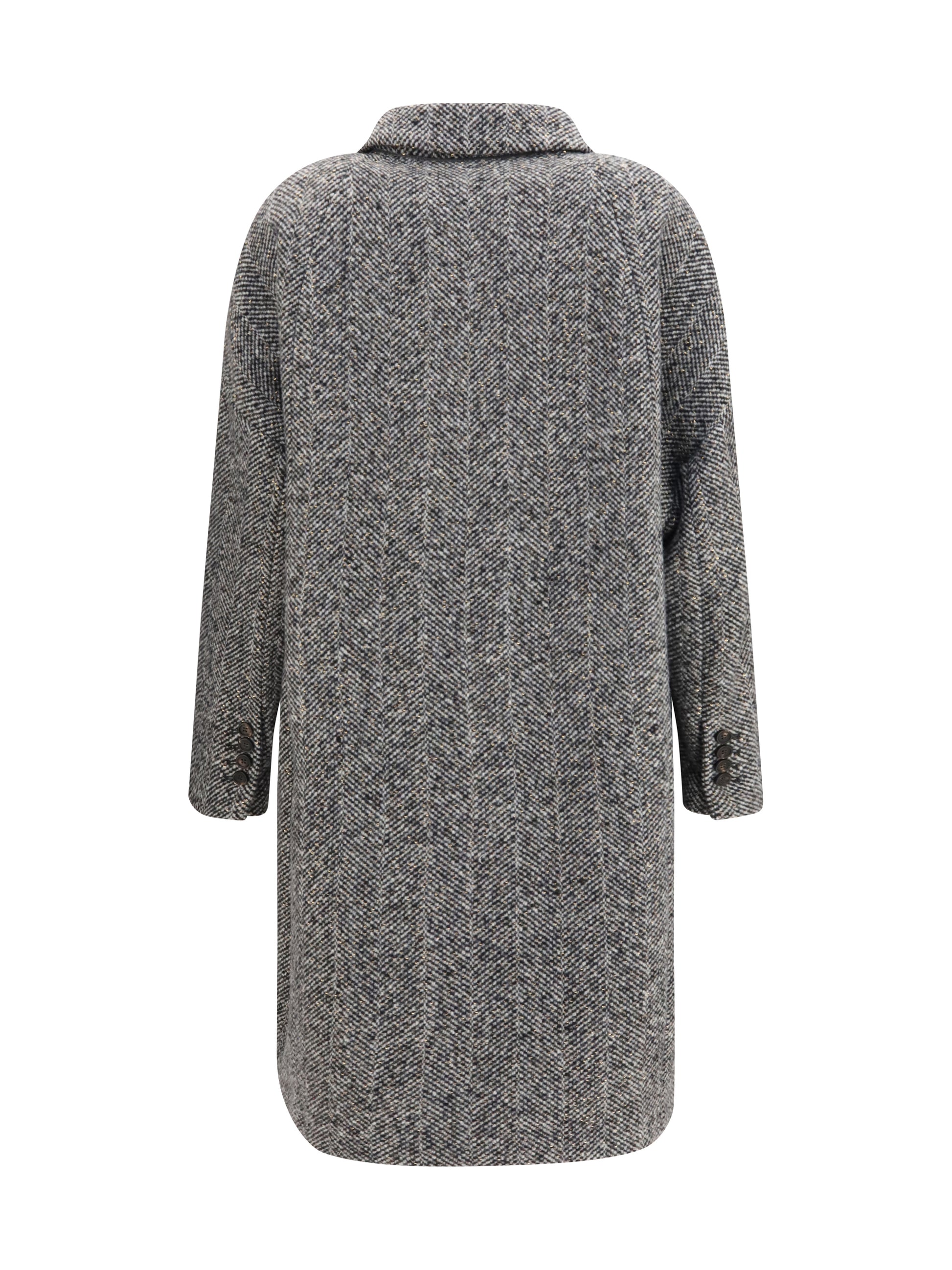 Brunello Cucinelli Women Double-Breasted Wool And Alpaca Blend Coat With Sequins BRUNELLO CUCINELLI