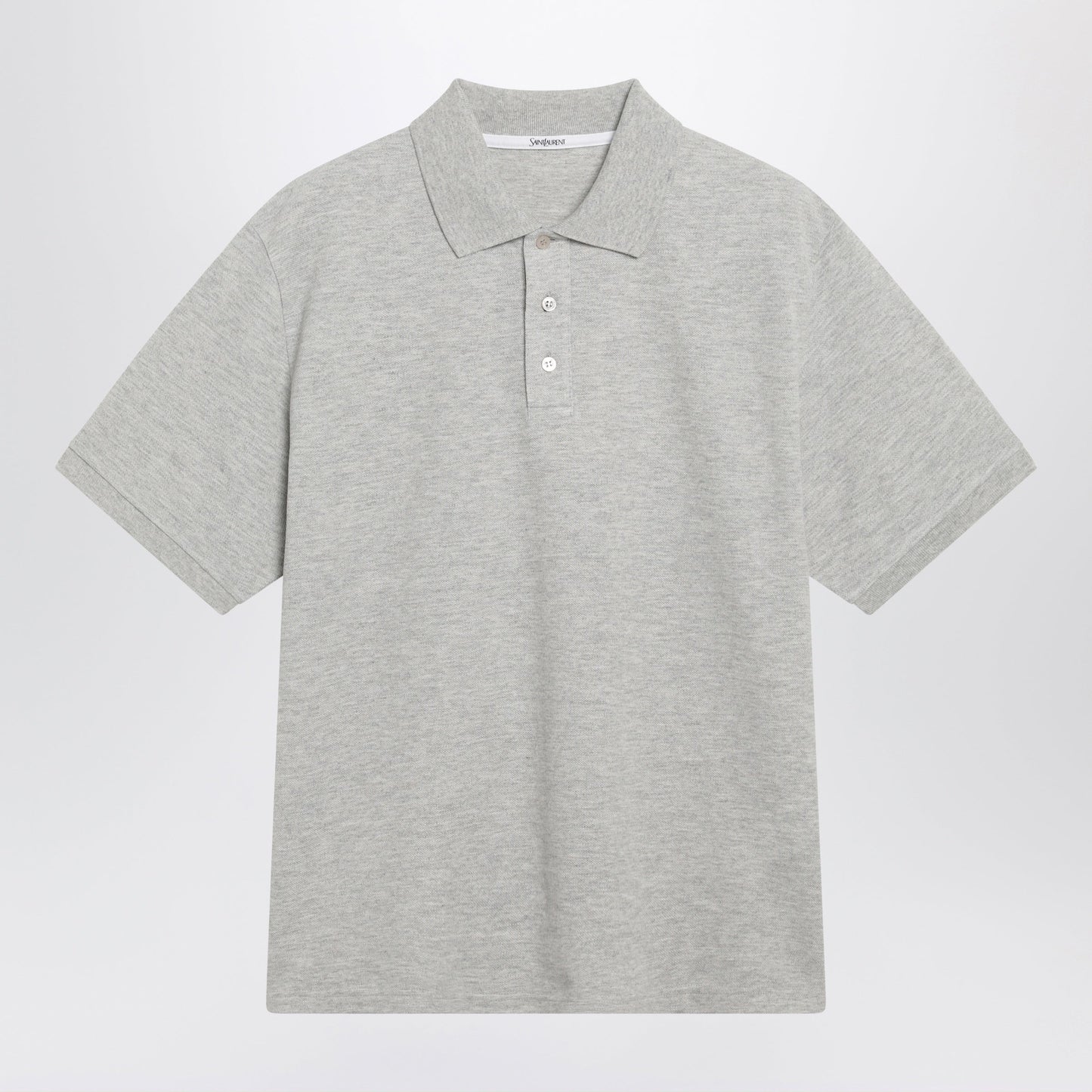 Saint Laurent Grey Cotton Pique Polo With Cassandre Logo Men SAINT LAURENT