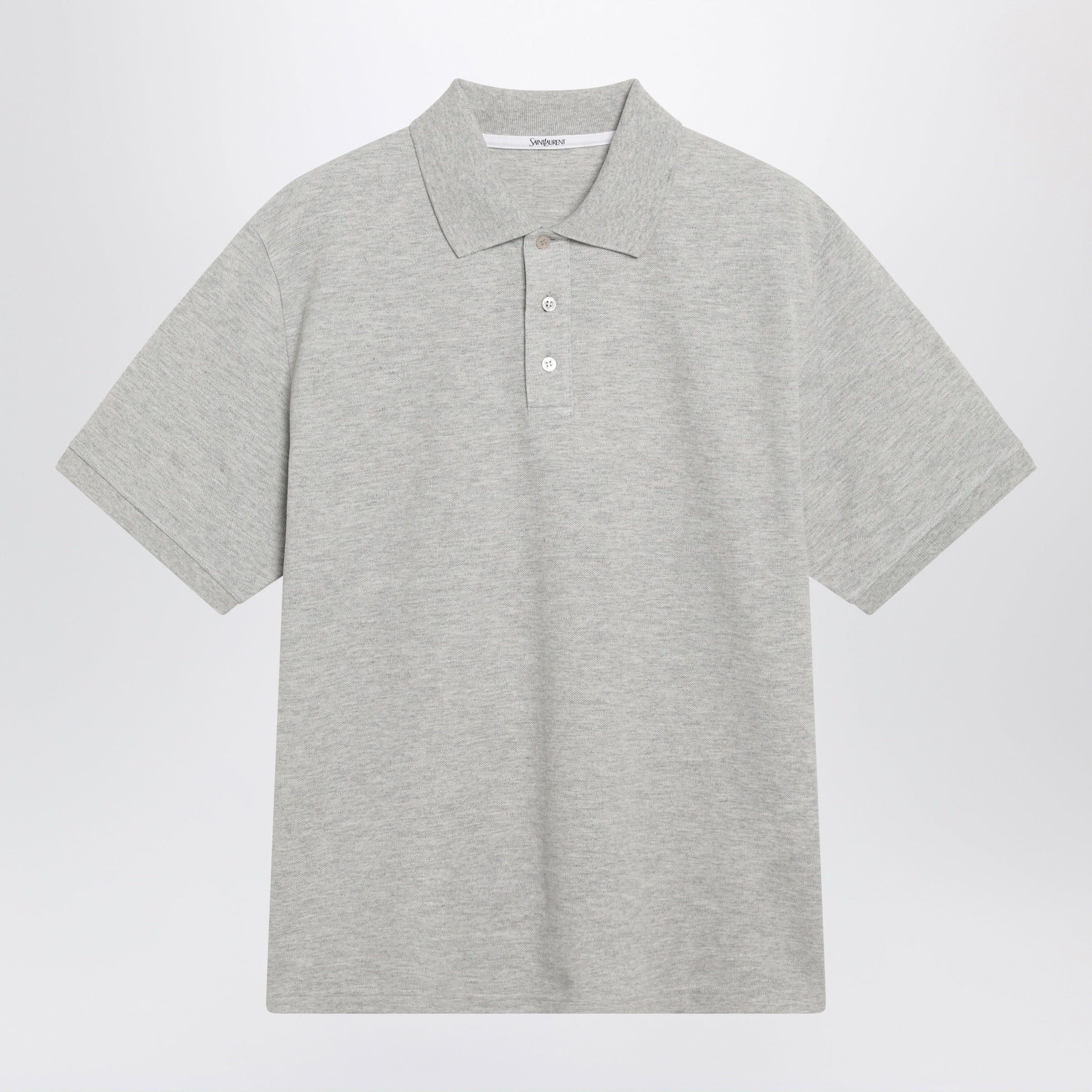 Saint Laurent Grey Cotton Pique Polo With Cassandre Logo Men SAINT LAURENT