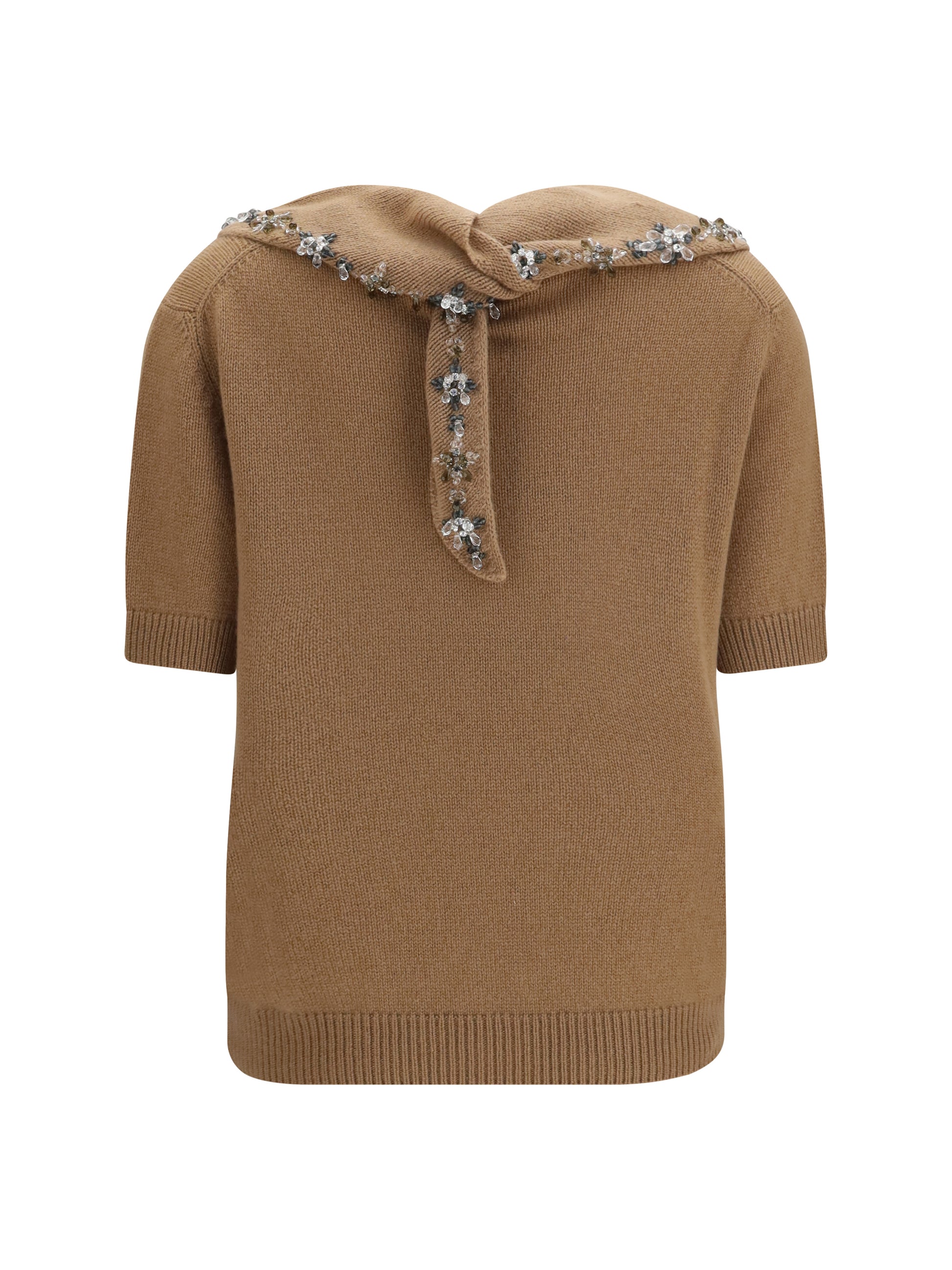 Prada Women Cashmere Sweater With Jewel Scarf PRADA