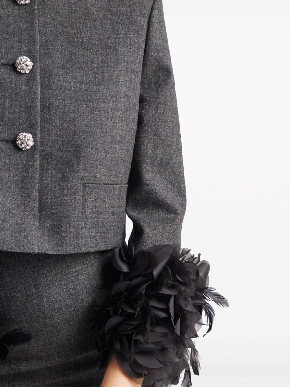 Prada Women Cropped Jacket With Feather PRADA