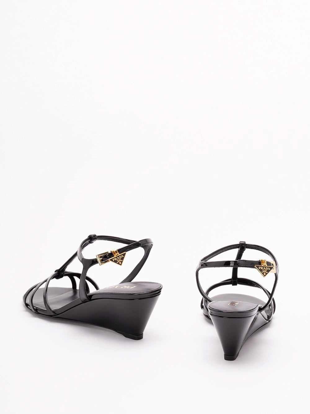 Prada Women Patent Leather Wedge Sandals PRADA