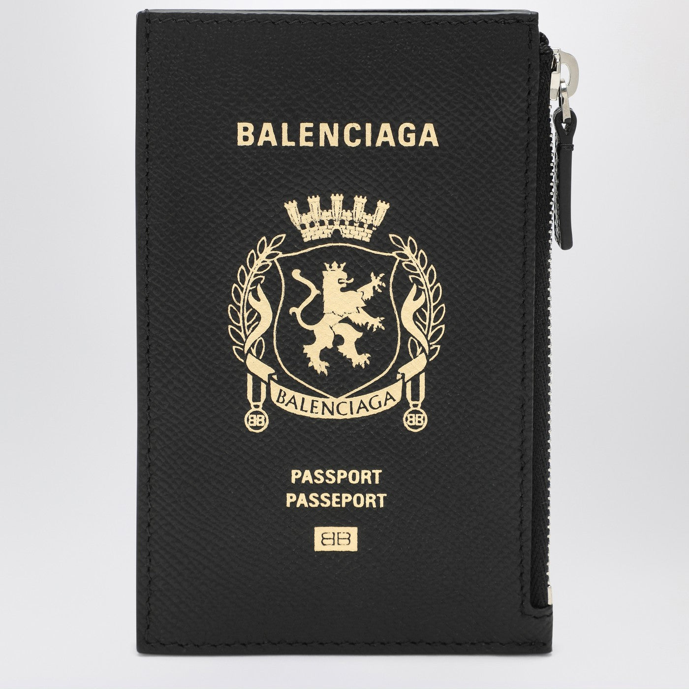 Balenciaga Black Leather Passport Holder And Wallet Men BALENCIAGA