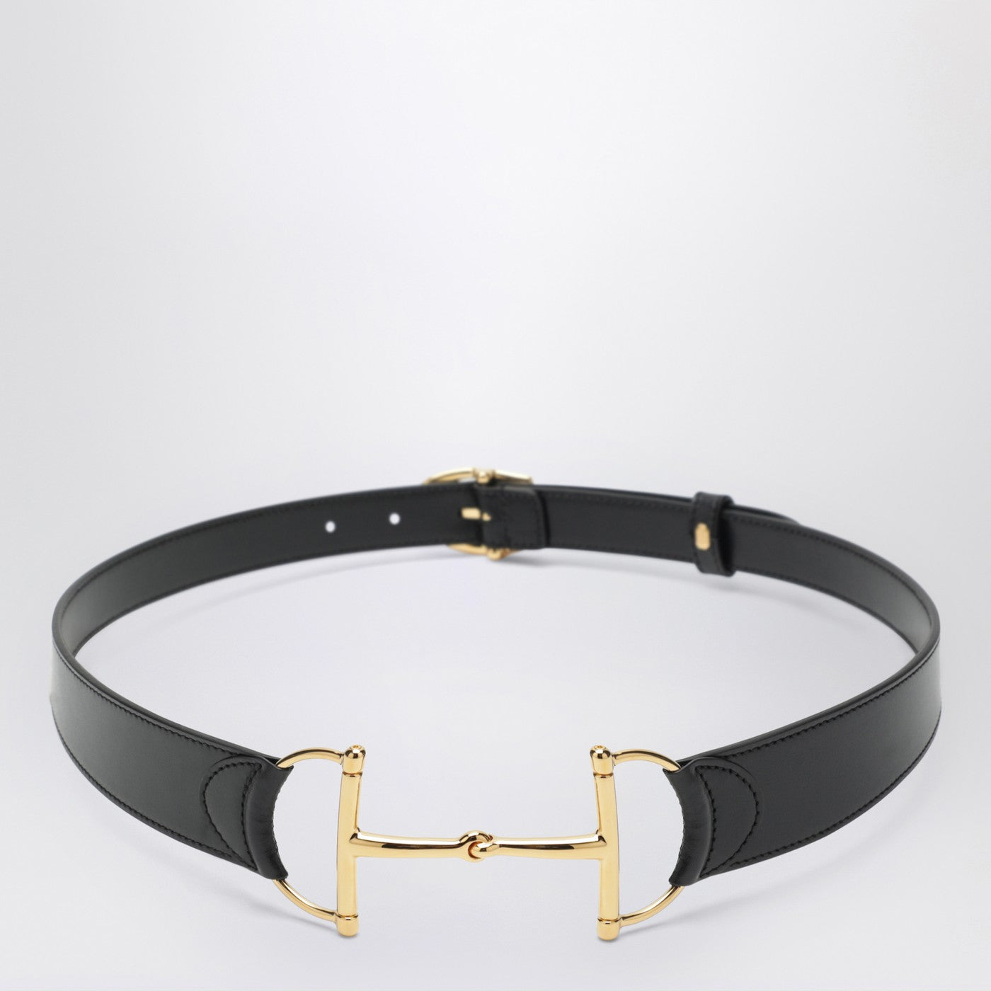 Gucci Black Belt With Oversized Horsebit Buckle Women GUCCI
