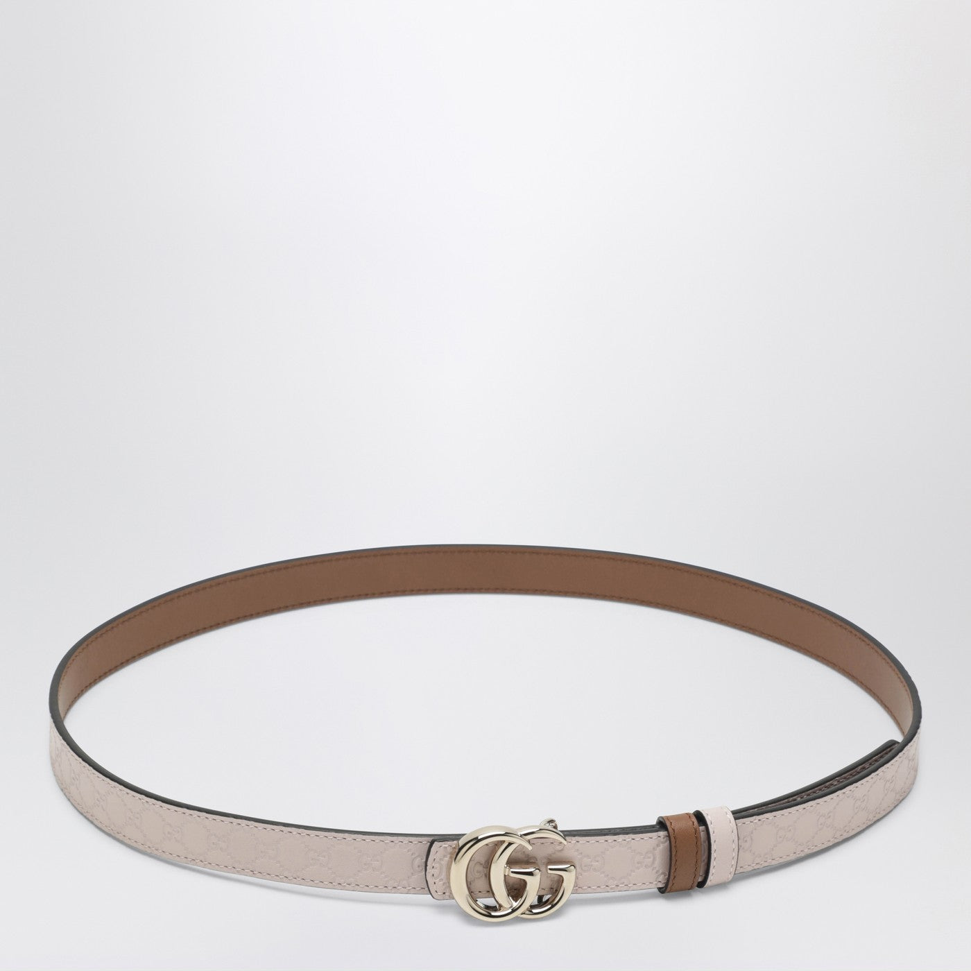 Gucci Thin Reversible Gg Marmont Belt In Pink/Sand Women GUCCI