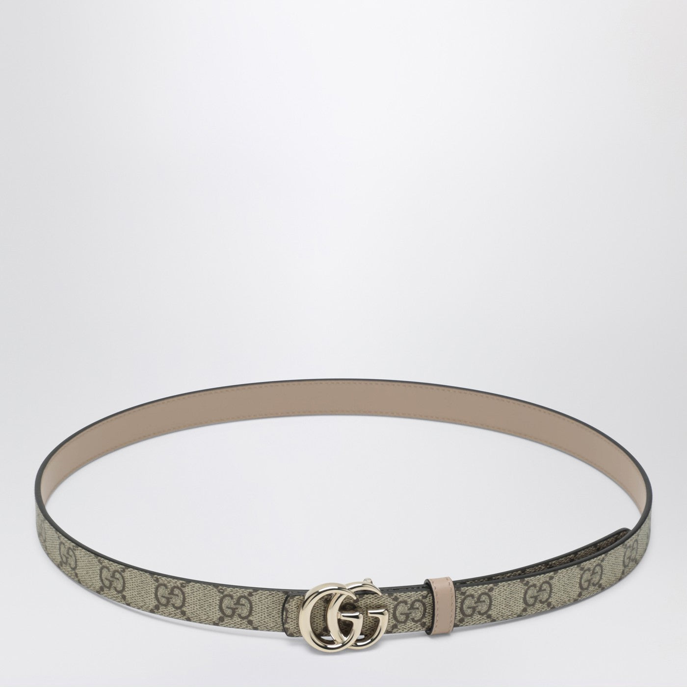 Gucci Thin Reversible Gg Marmont Belt In Beige/Gg Supreme Women GUCCI