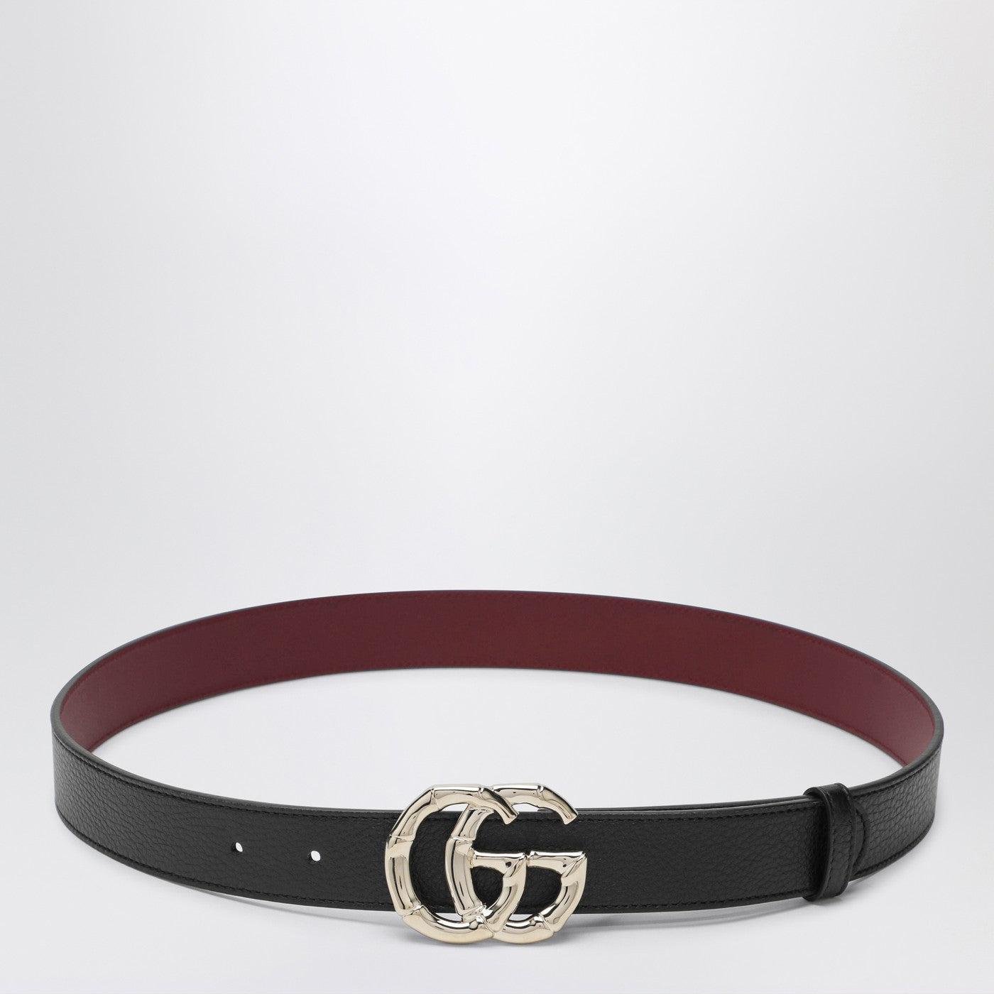 Gucci Black Leather Belt With Bamboo Gg Marmont Buckle Women GUCCI