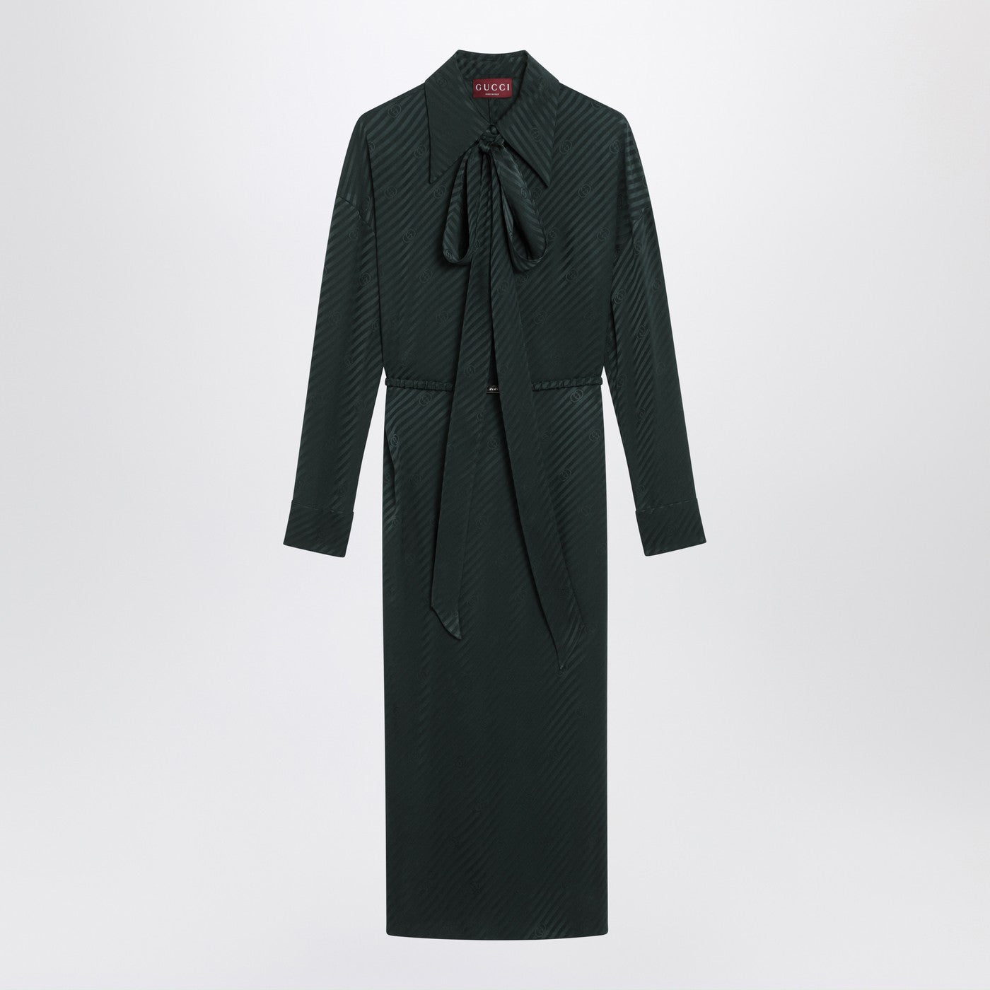 Gucci Green Gg Jacquard Silk Wrap Dress Women GUCCI