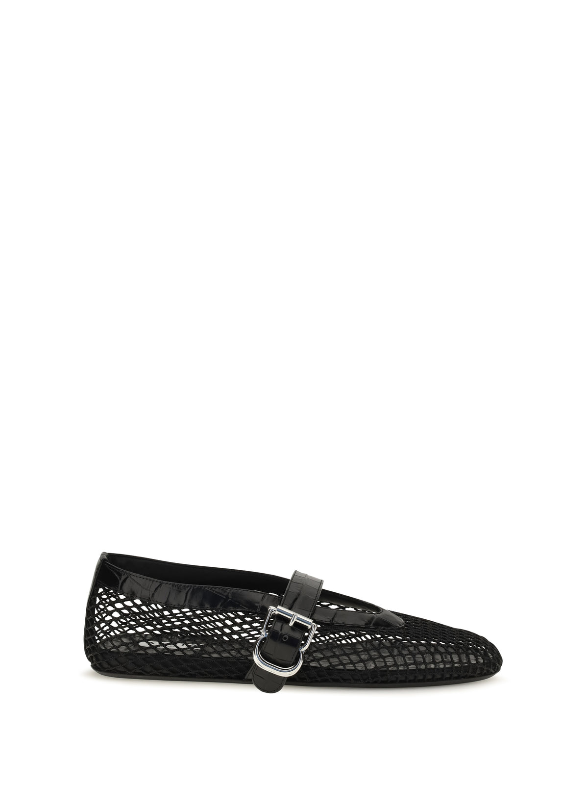 Alaïa Women Mesh And Crocodile-Print Leather Ballerinas ALAIA