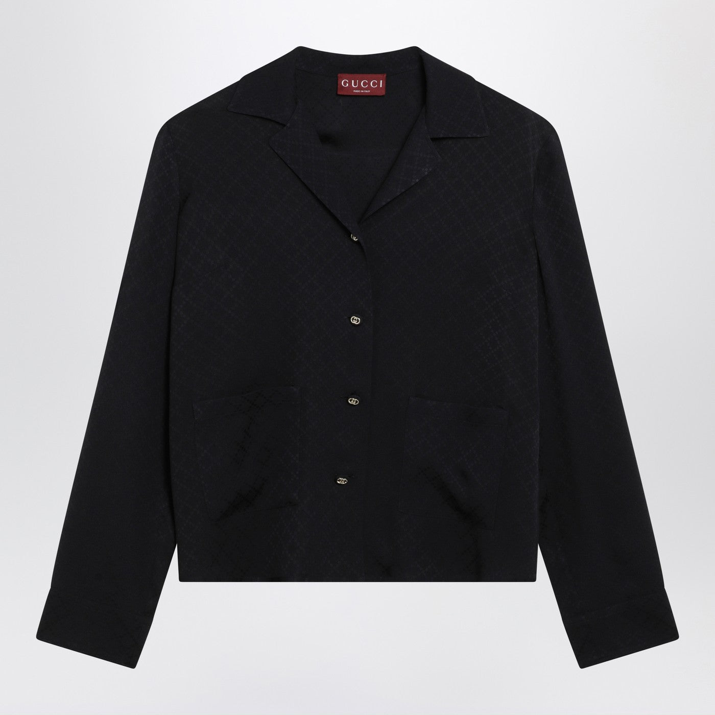 Gucci Blue Jacquard Silk-Blend Shirt Women GUCCI