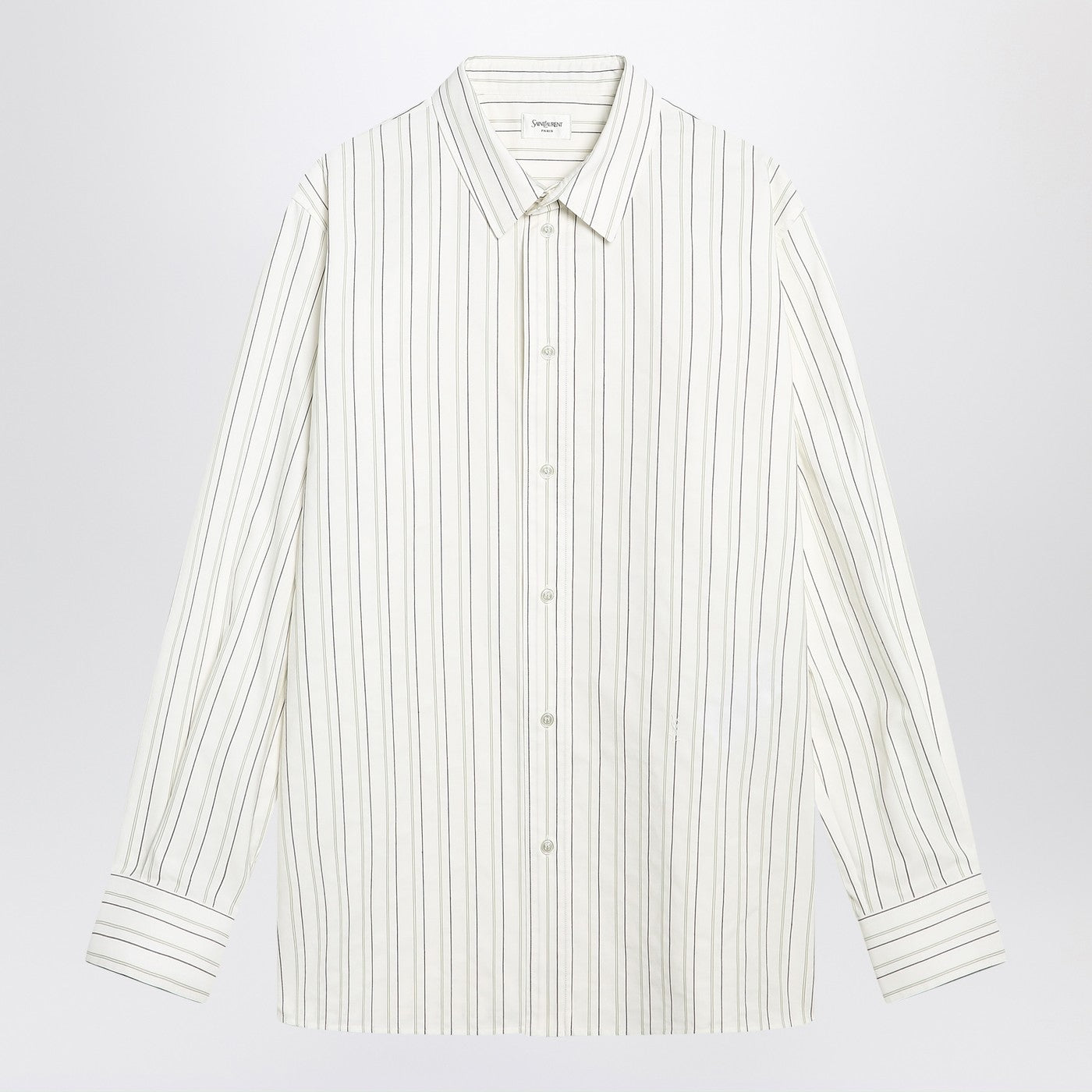 Saint Laurent White Striped Cassandre Shirt In Cotton Men SAINT LAURENT
