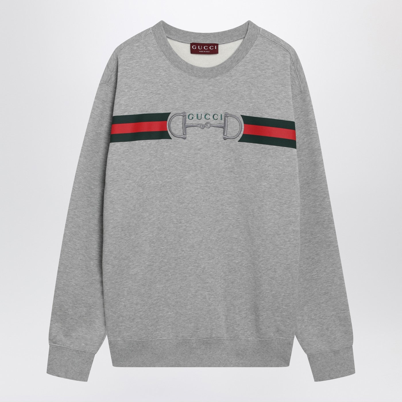 Gucci Grey Cotton Jersey Sweatshirt With Logo Print Men GUCCI