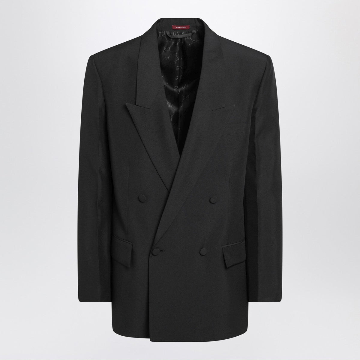 Gucci Black Double-Breasted Jacket In Technical Panama Men GUCCI