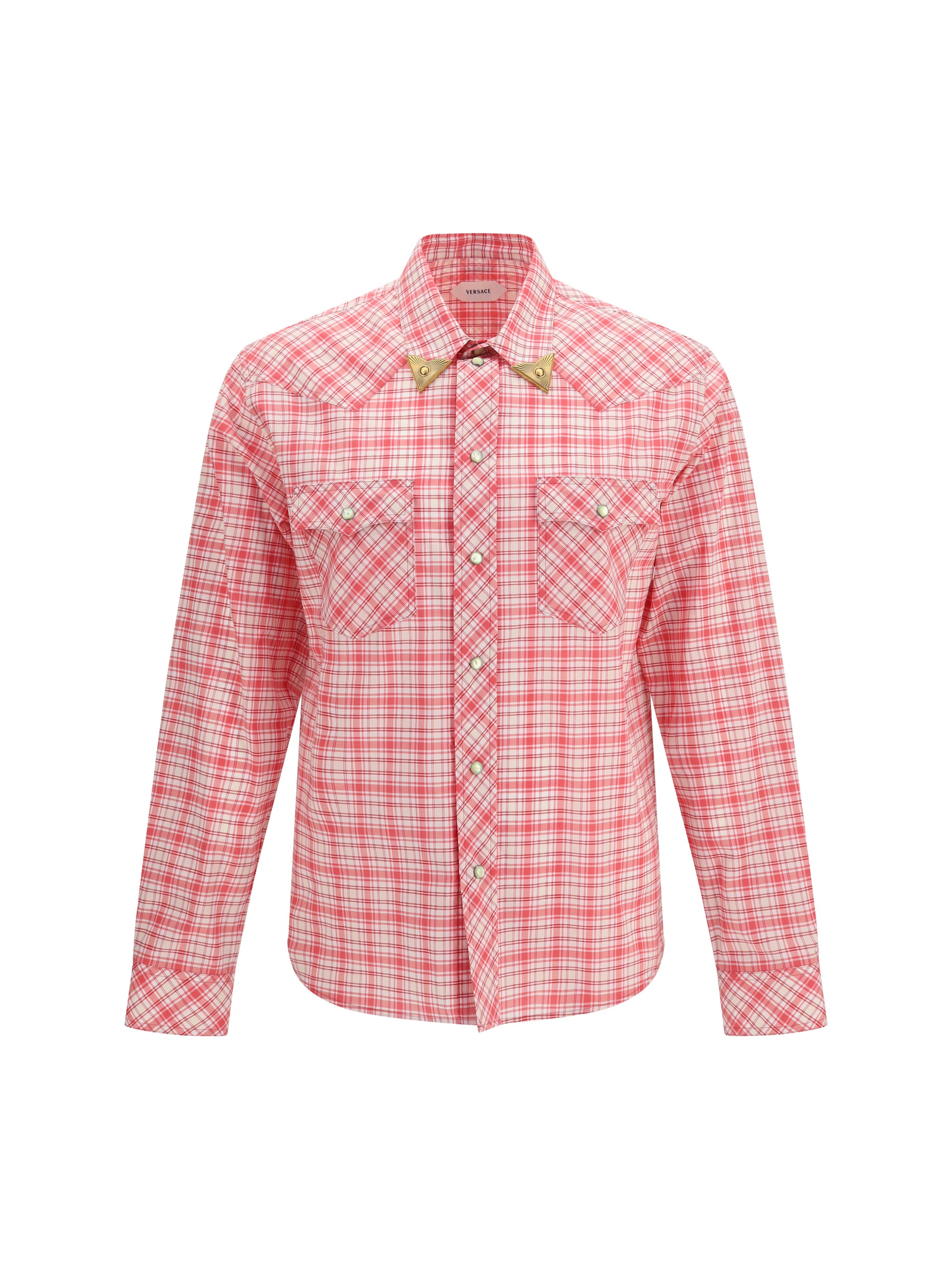 Versace Men Slim Checked Cotton Poplin Shirt VERSACE