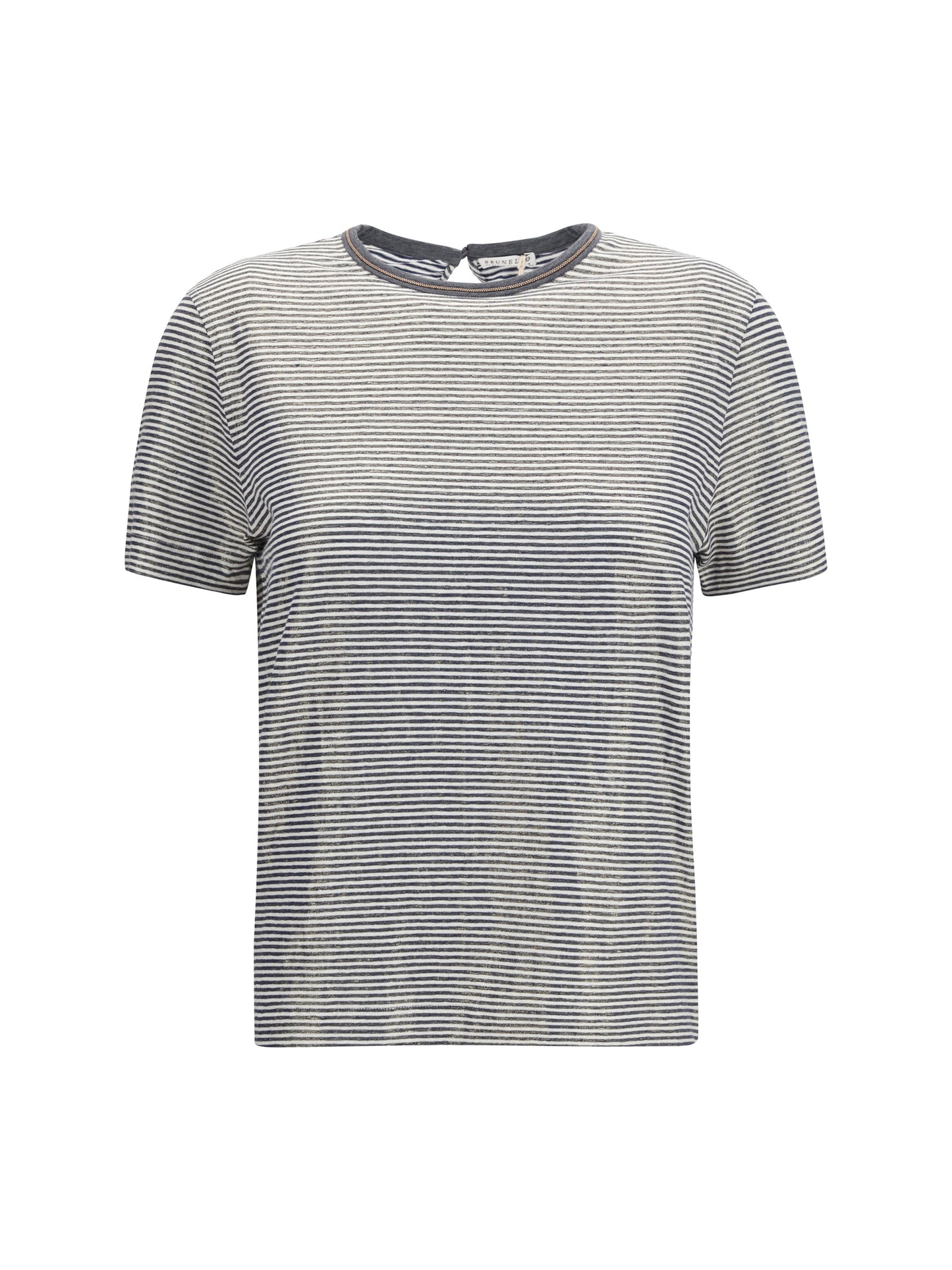 Brunello Cucinelli Women Striped Short-Sleeve Crewneck T-Shirt BRUNELLO CUCINELLI