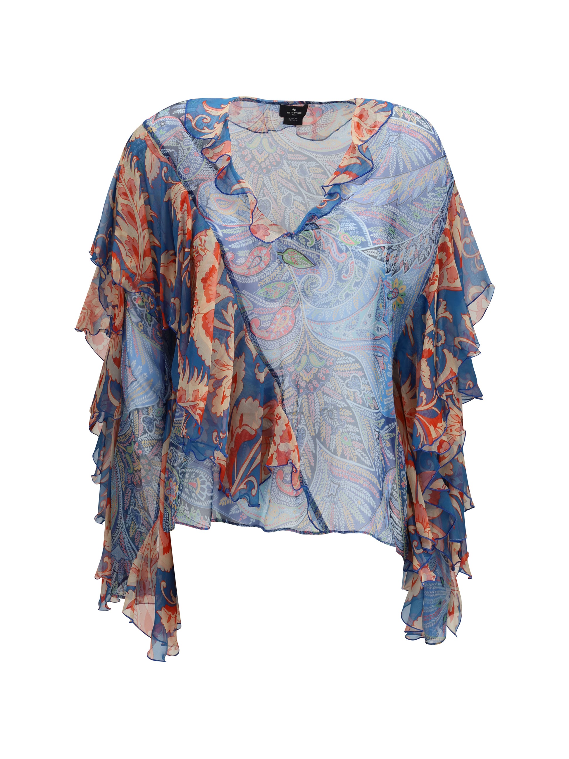 Etro Women Long-Sleeve Silk Shirt With Ruffles And Floral Motif ETRO