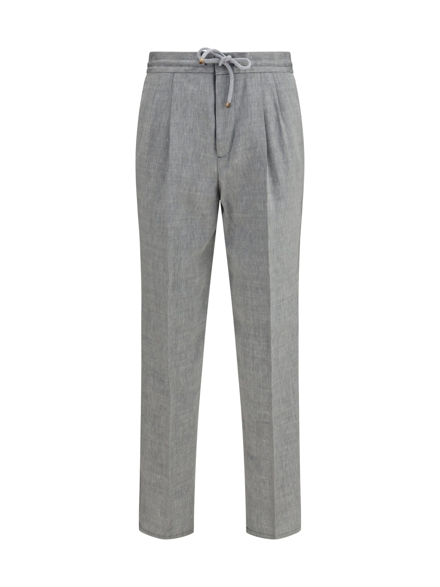 Brunello Cucinelli Men Herringbone Linen And Wool Pants BRUNELLO CUCINELLI