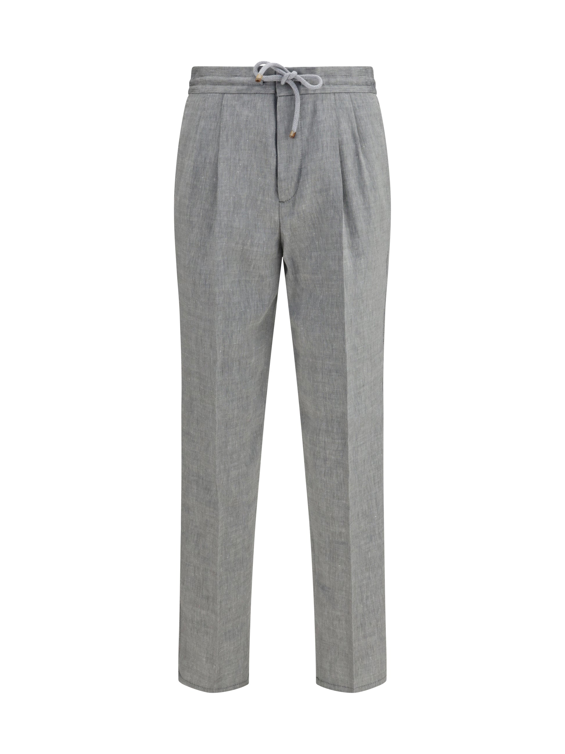 Brunello Cucinelli Men Herringbone Linen And Wool Pants BRUNELLO CUCINELLI
