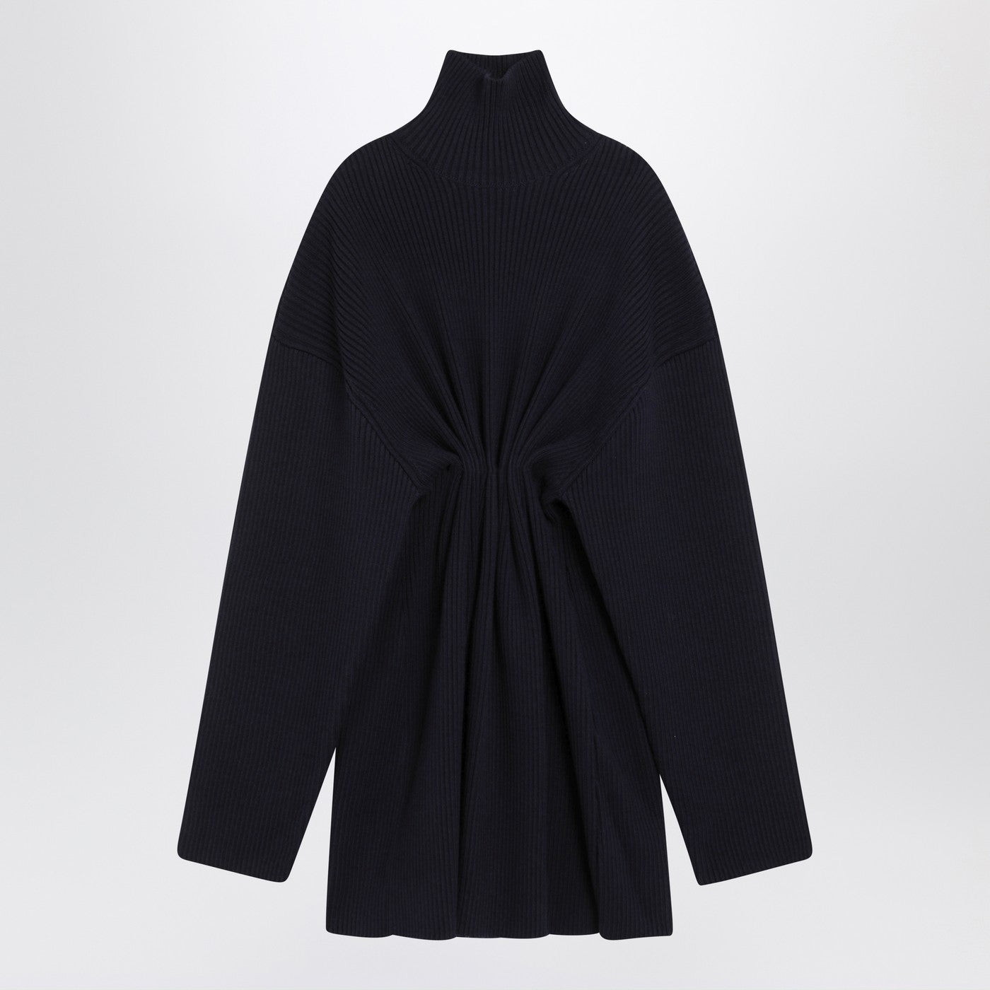 Balenciaga Pinched Navy Mini Dress In Wool And Cotton Women BALENCIAGA