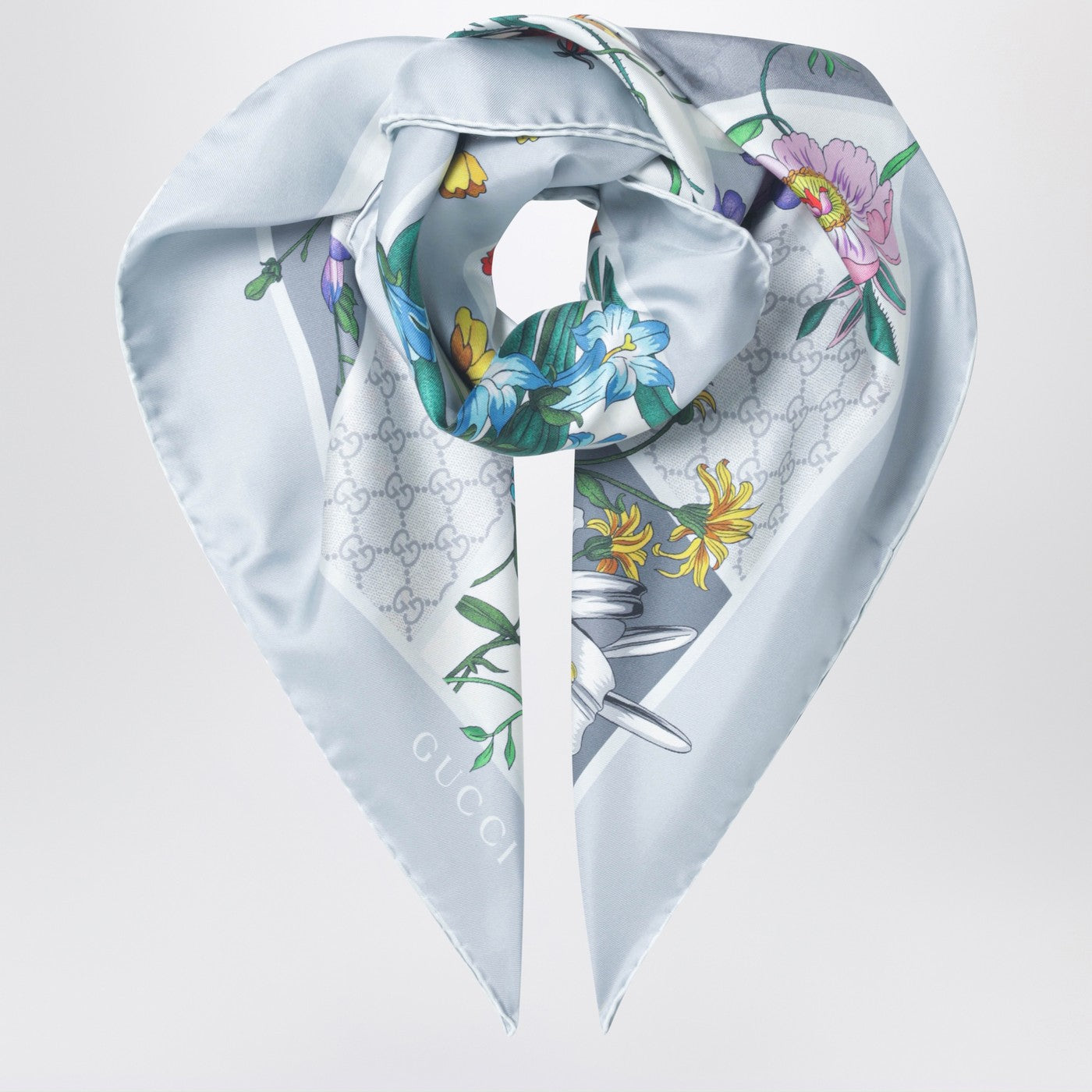 Gucci Silk Twill Scarf With Flora Print Women GUCCI