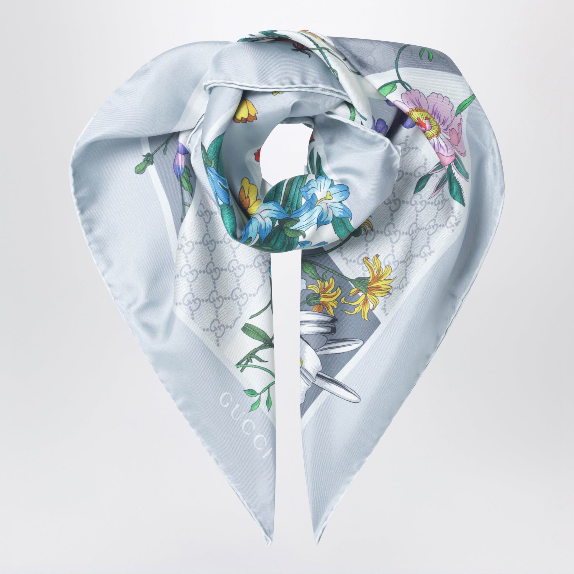 Gucci Silk Twill Scarf With Flora Print Women GUCCI