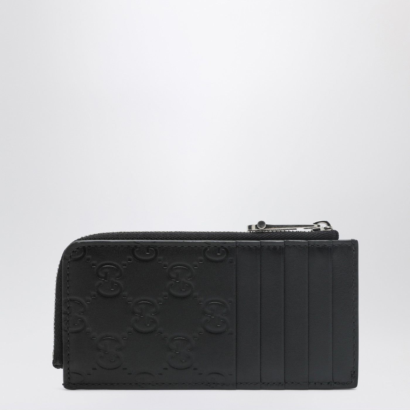 Gucci Black Gg Emblem Zip Card Holder Men GUCCI