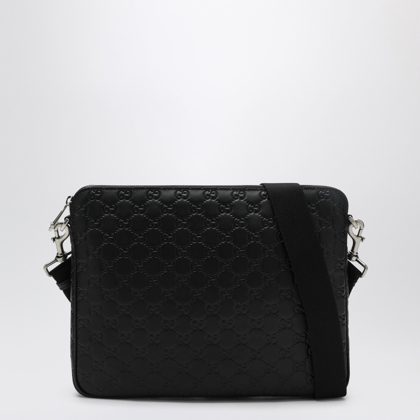 Gucci Medium Black Gg Emblem Shoulder Bag Men GUCCI