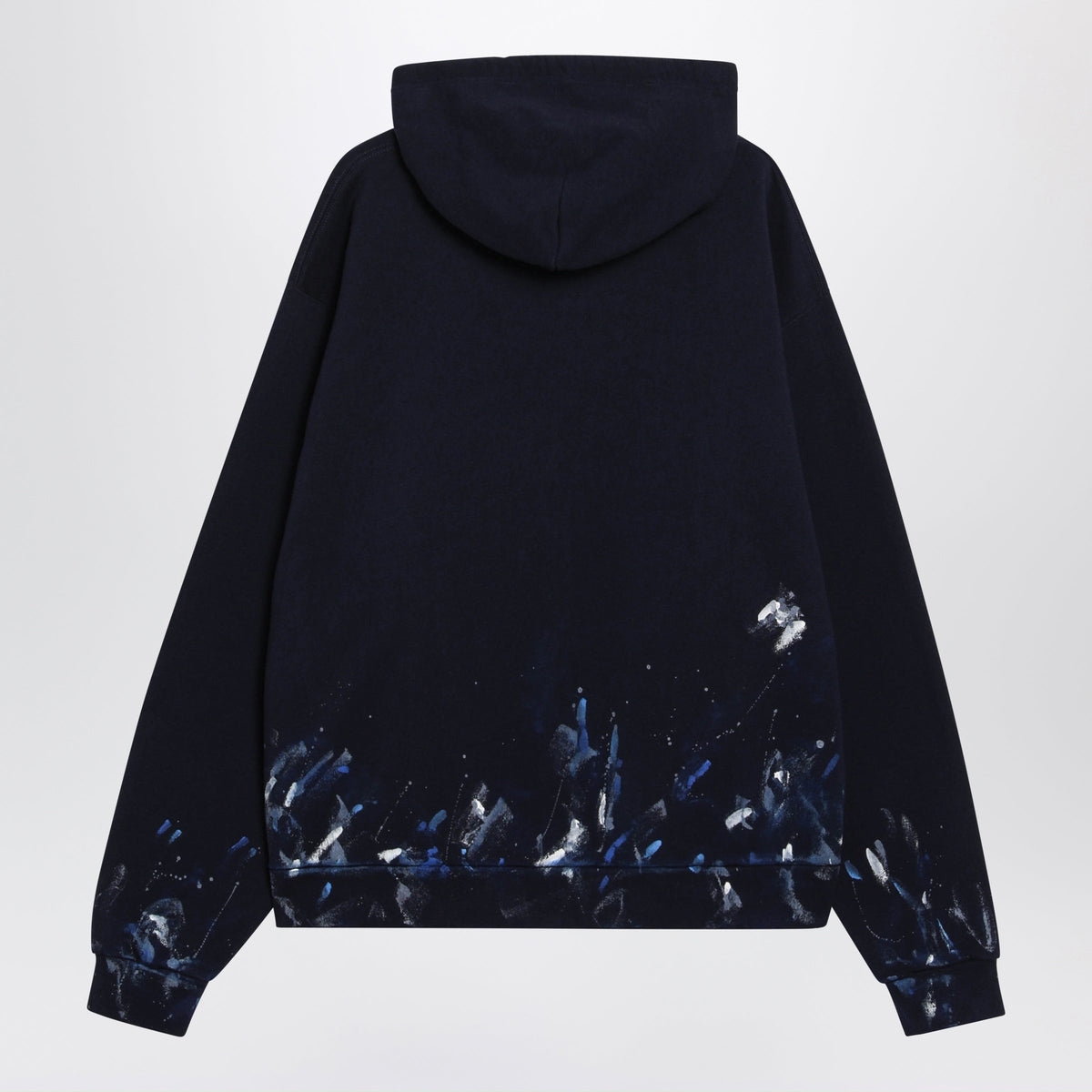 Balenciaga Navy Blue Zip-Up Sweatshirt With Paint-Stain Effect Men BALENCIAGA