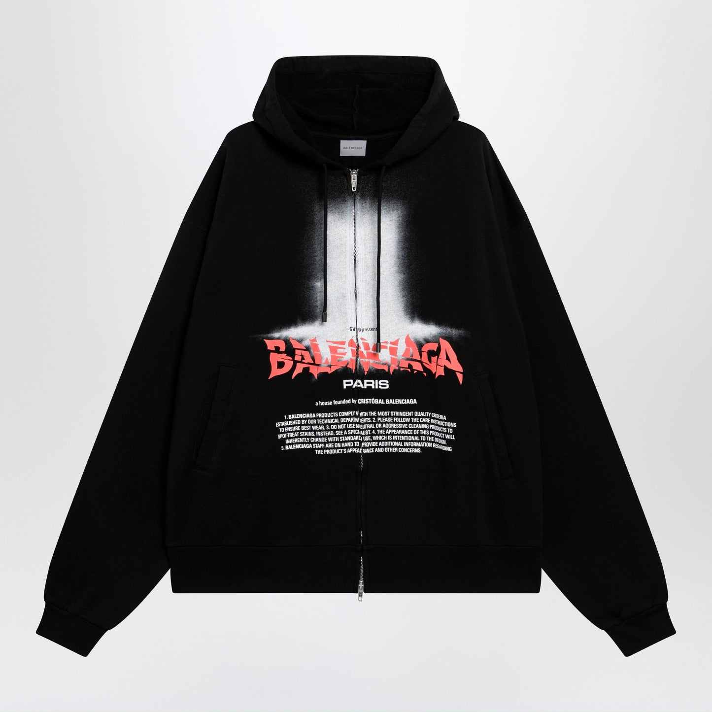 Balenciaga Oversized Zip Hoodie In Black Cotton Men BALENCIAGA