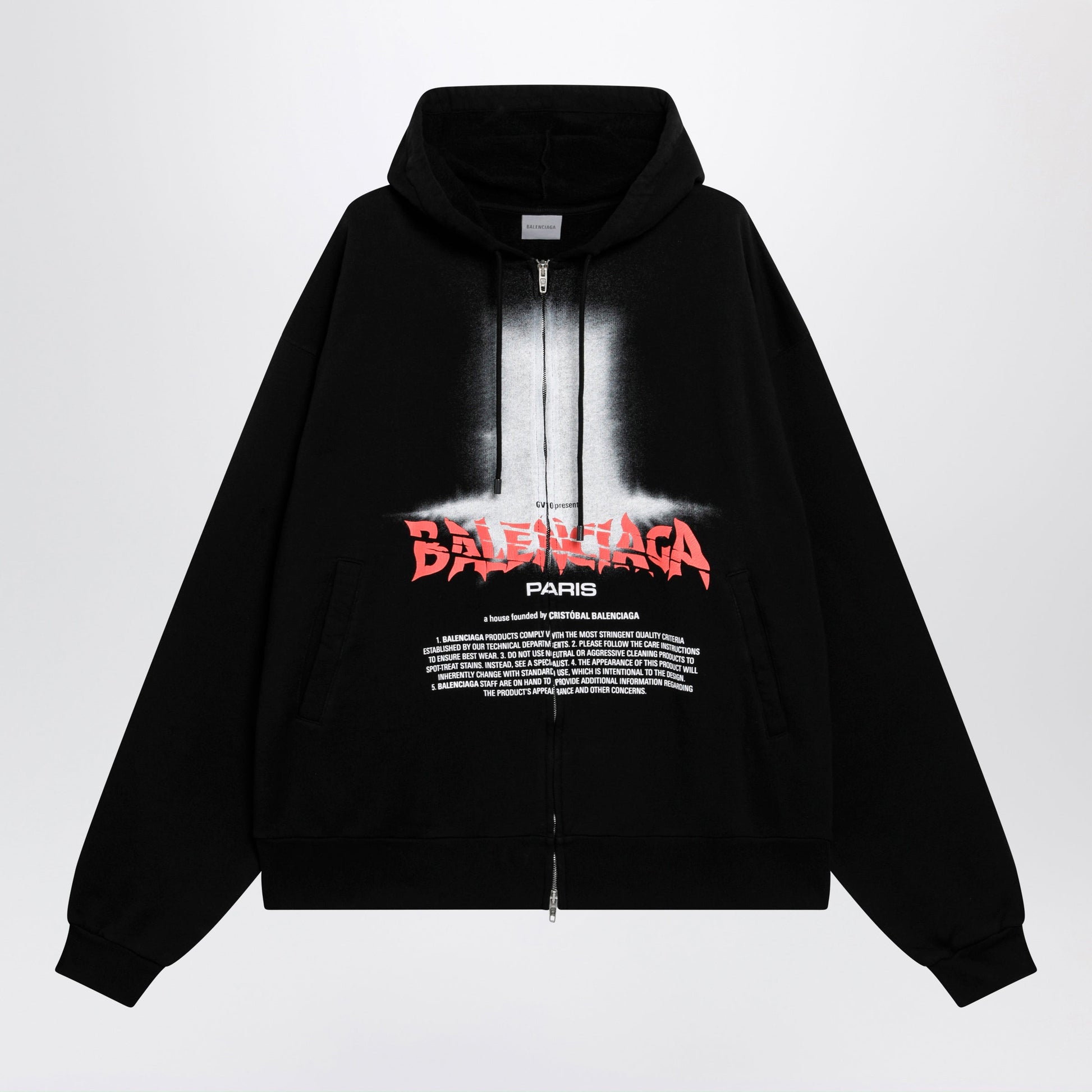 Balenciaga Oversized Zip Hoodie In Black Cotton Men BALENCIAGA
