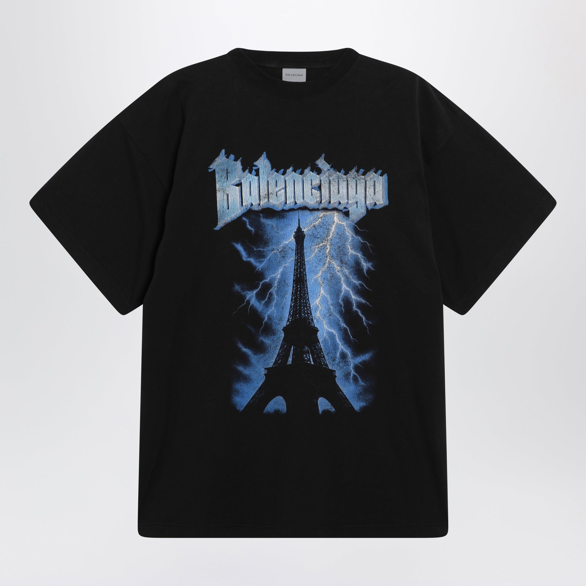 Balenciaga Paris Thunderstorm Oversized Black T-Shirt Men BALENCIAGA