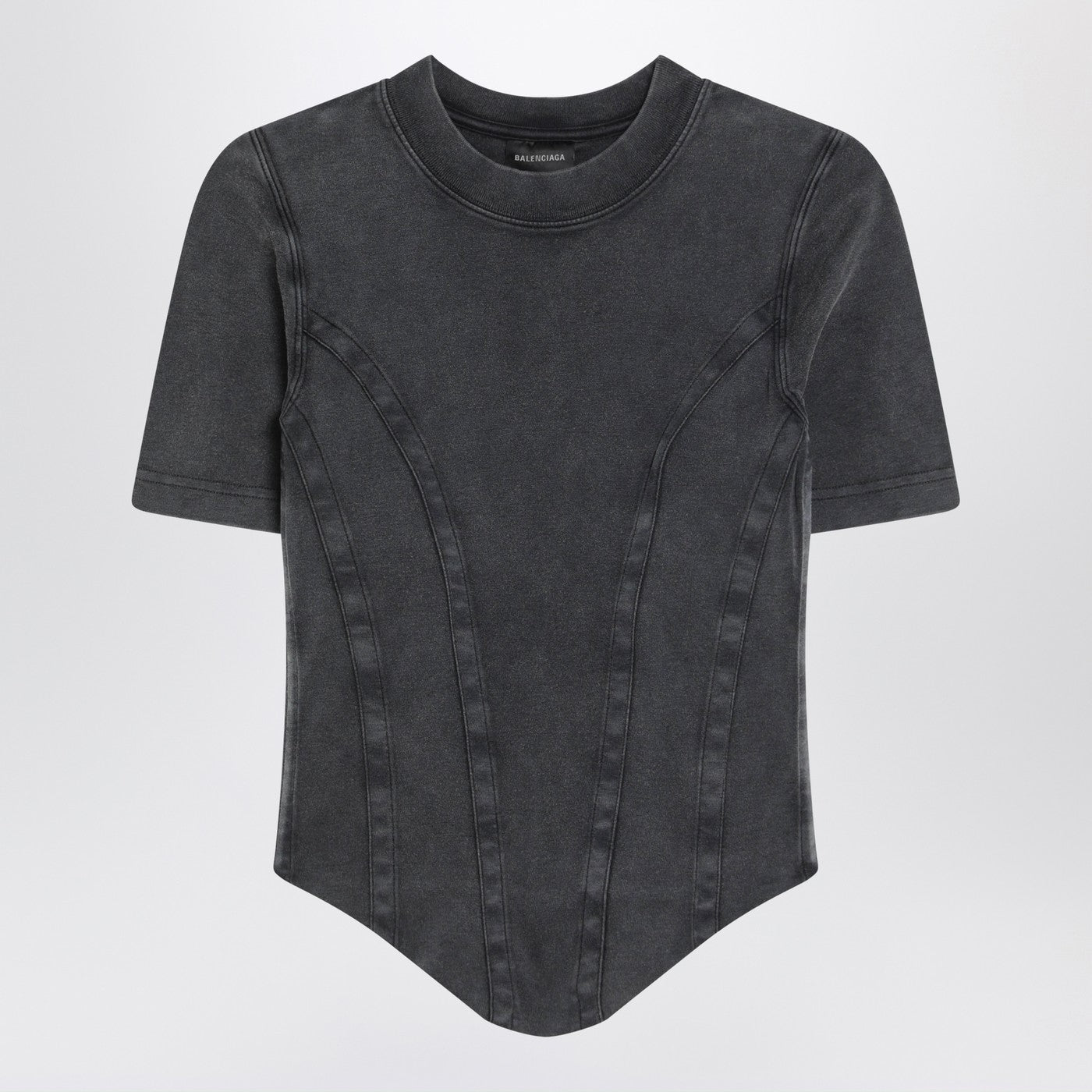 Balenciaga Washed Black Corset-Style T-Shirt Women BALENCIAGA