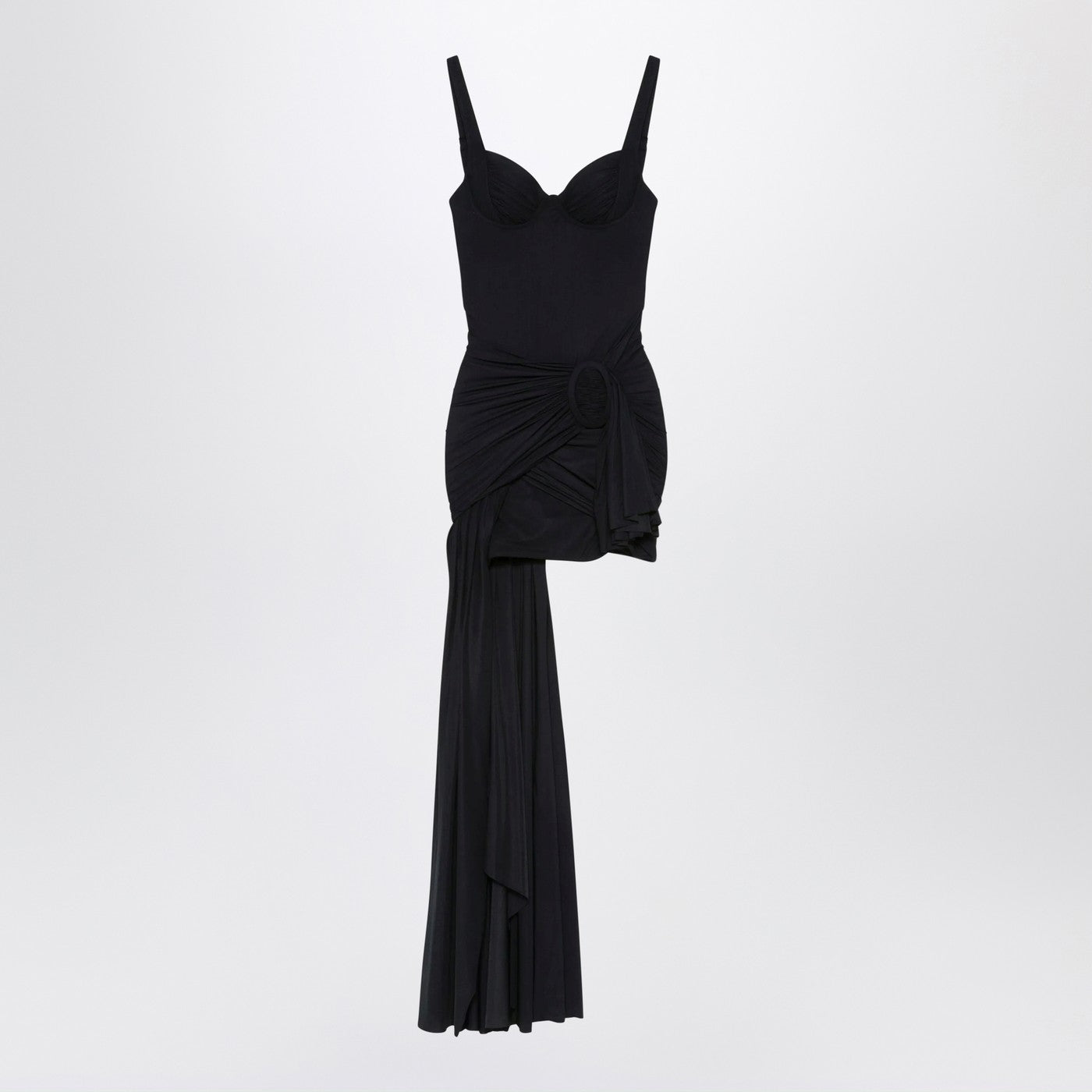 Balenciaga Black Draped Mini Dress In Jersey Women BALENCIAGA