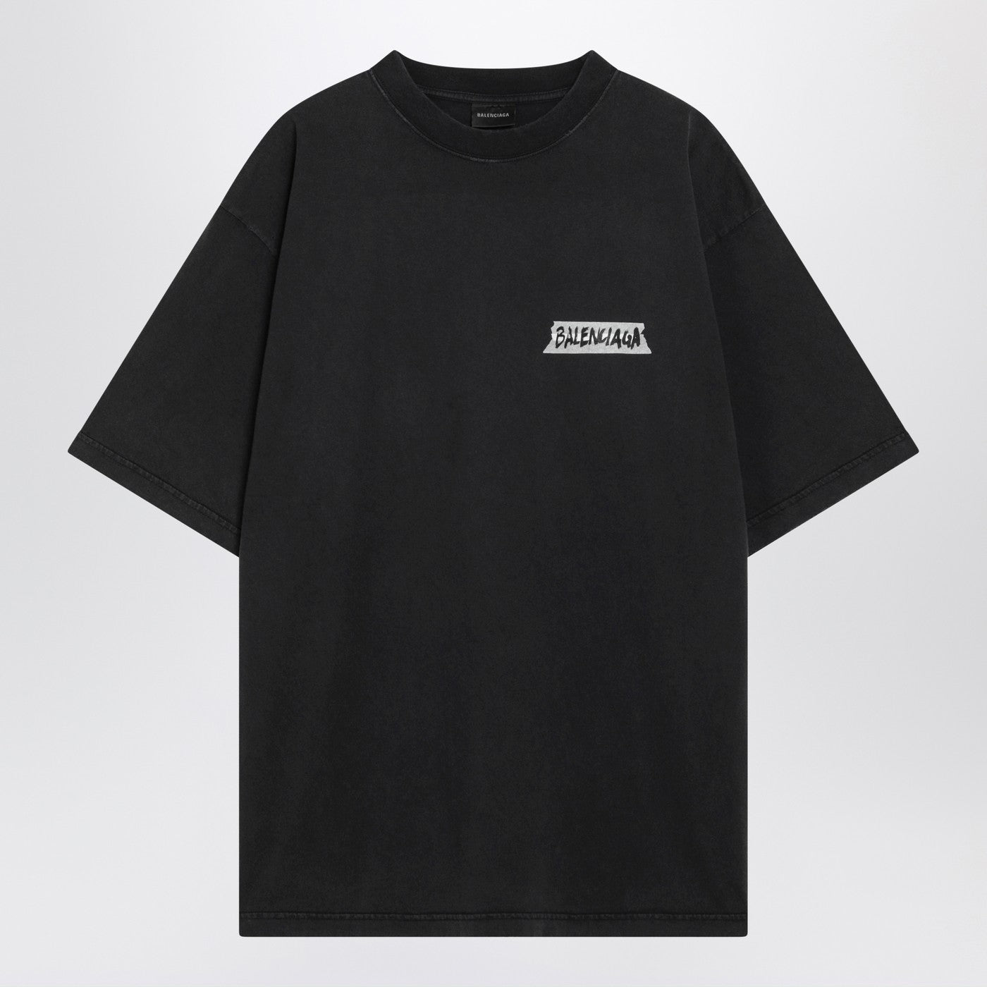 Balenciaga Black Washed Masking Tape T-Shirt With Medium Fit Women BALENCIAGA