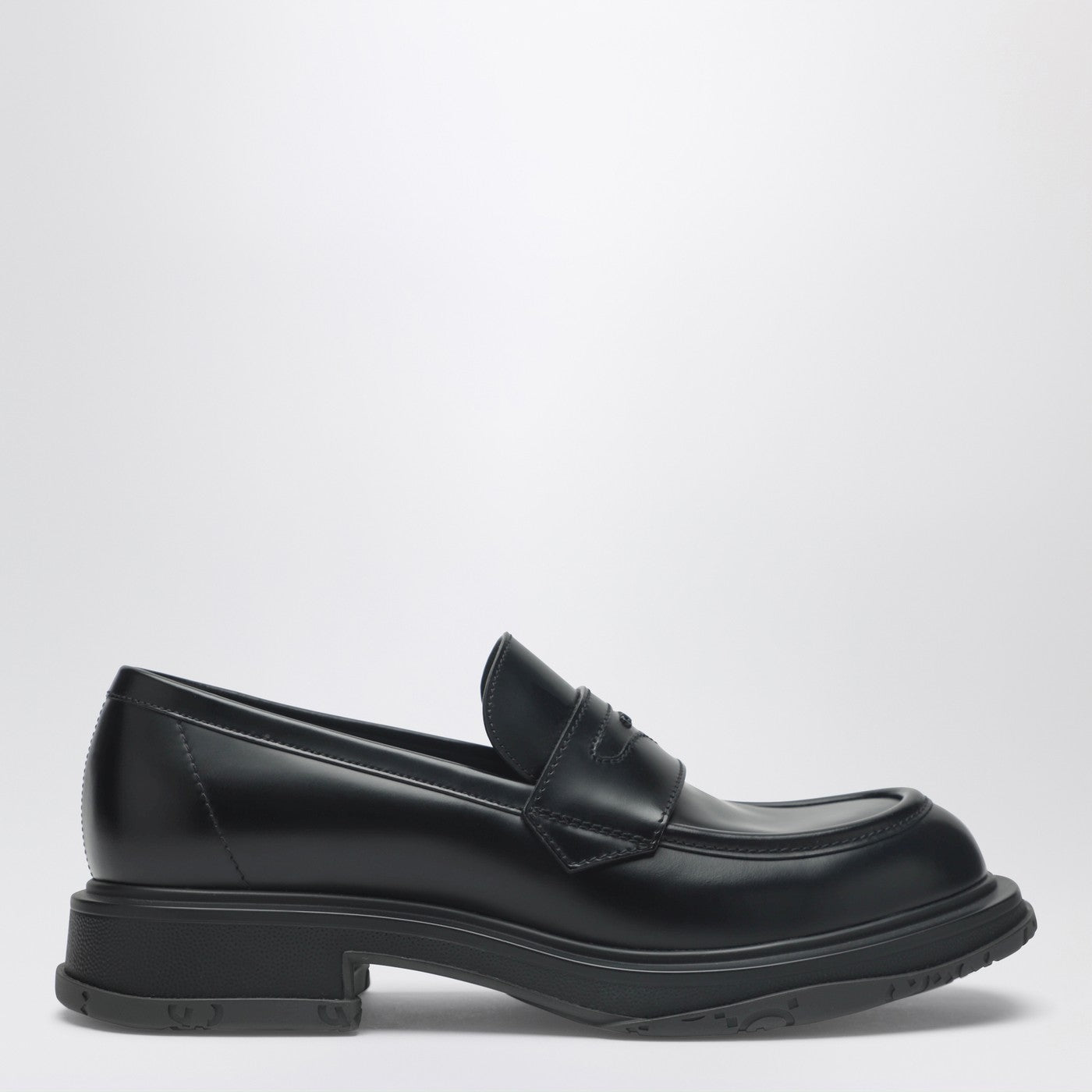 Gucci Black Leather Loafer With Logo Men GUCCI