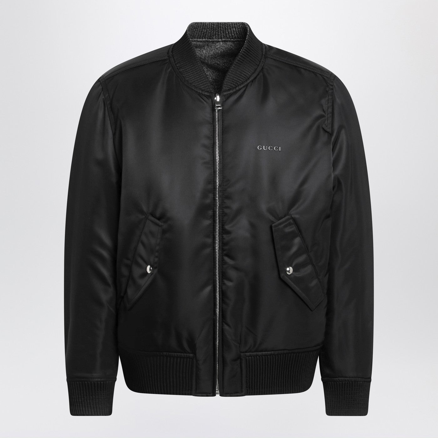 Gucci Reversible Bomber Jacket In Black/White Mouline Fabric Men GUCCI