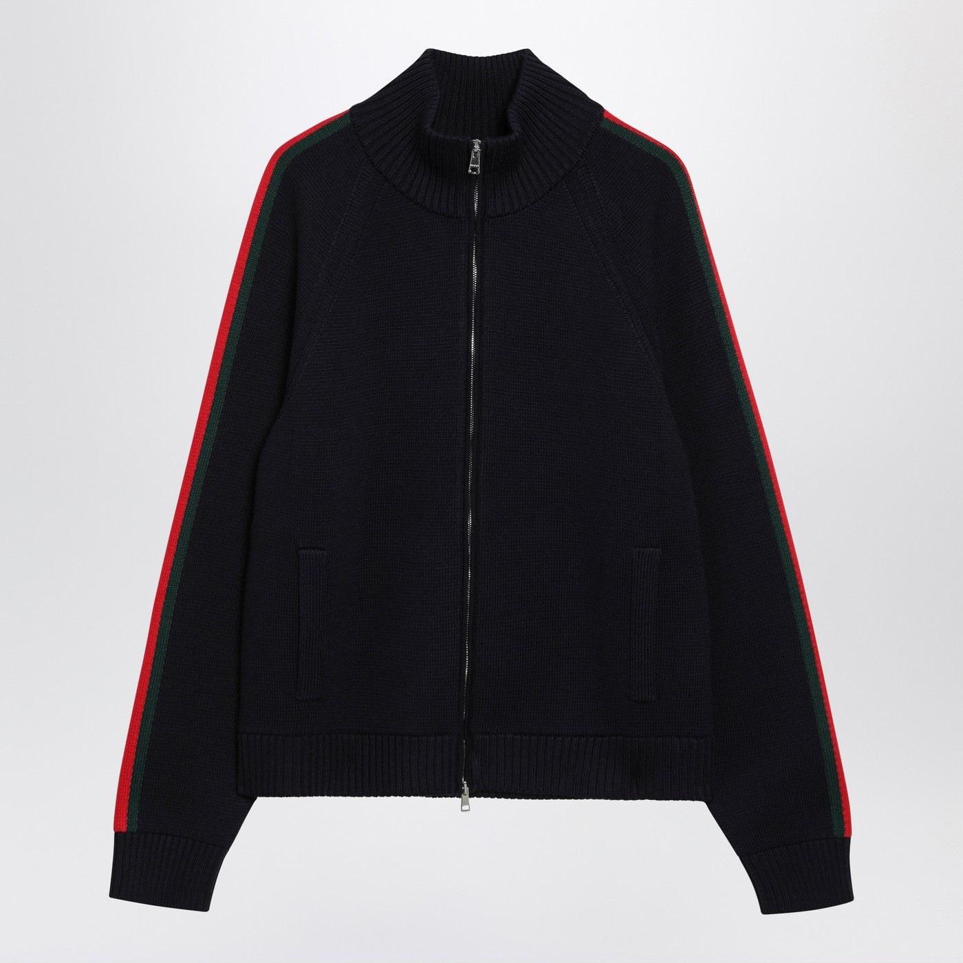 Gucci Dark Blue Wool Zip-Up Cardigan Men GUCCI