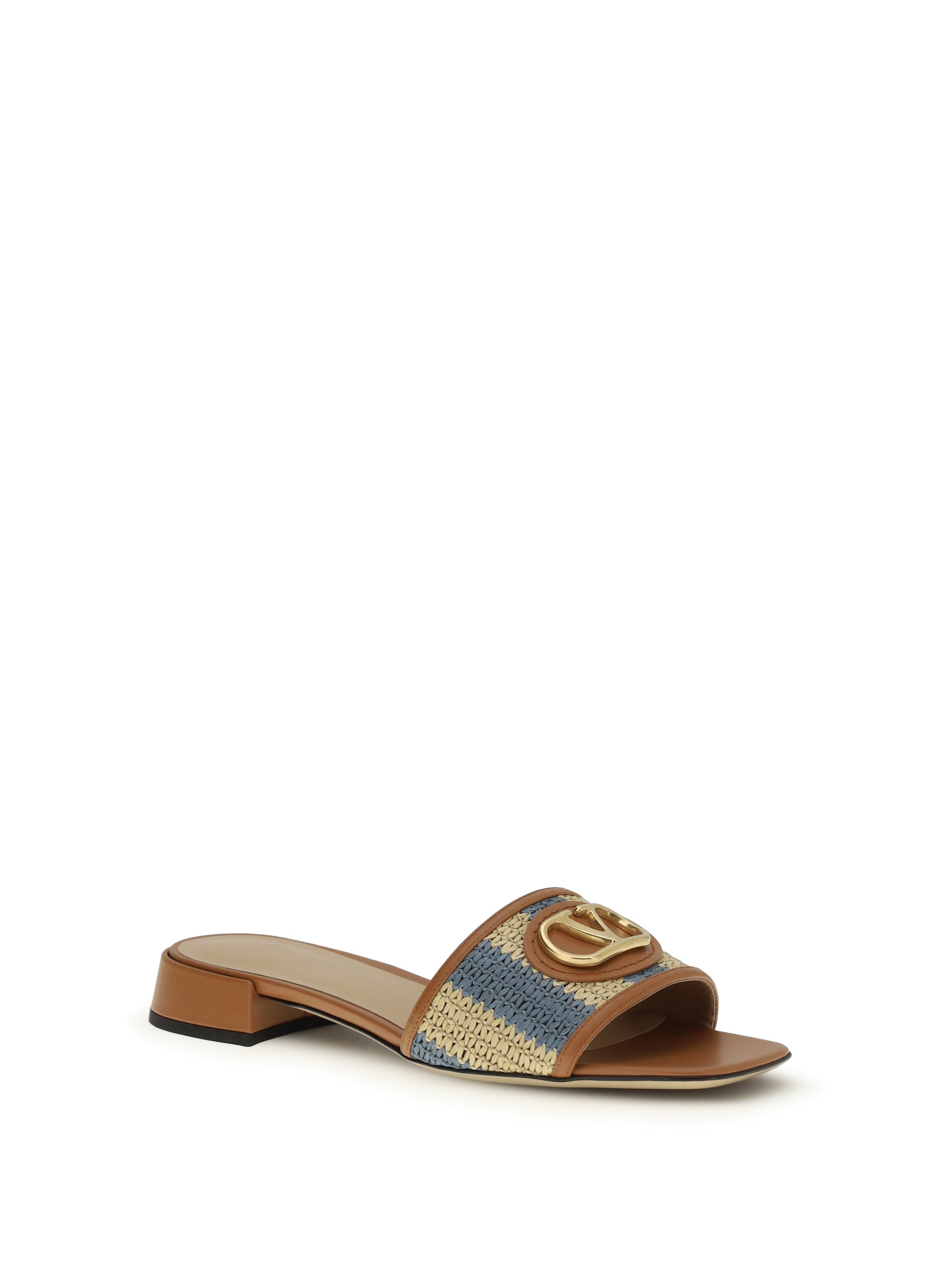 Valentino Garavani Women Vlogo Signature Raffia Slide Sandals VALENTINO GARAVANI