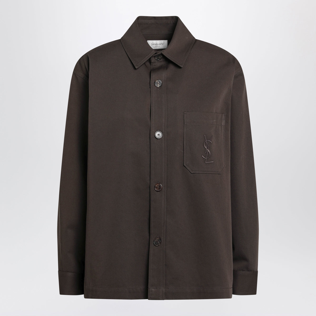 Saint Laurent Dark Brown Cassandre Shirt Jacket Women SAINT LAURENT