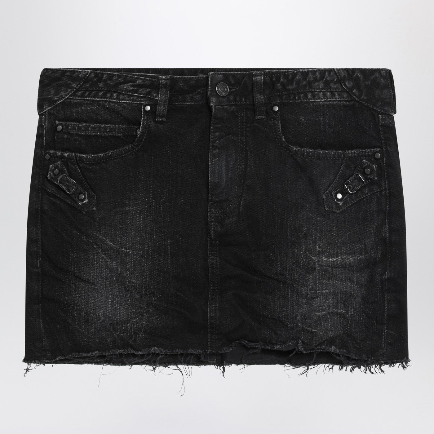 Balenciaga Washed Black City Mini Denim Skirt Women BALENCIAGA