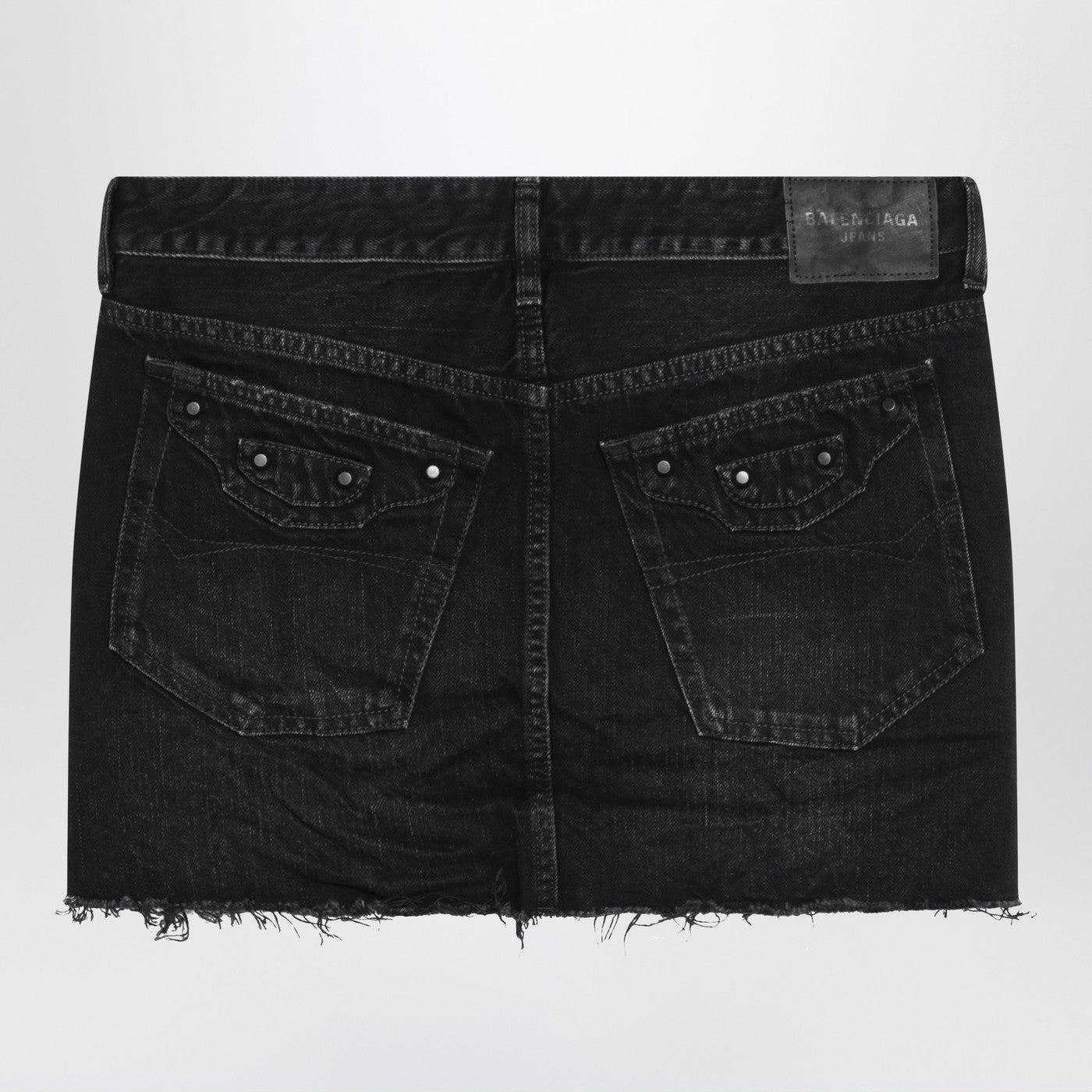 Balenciaga Washed Black City Mini Denim Skirt Women BALENCIAGA