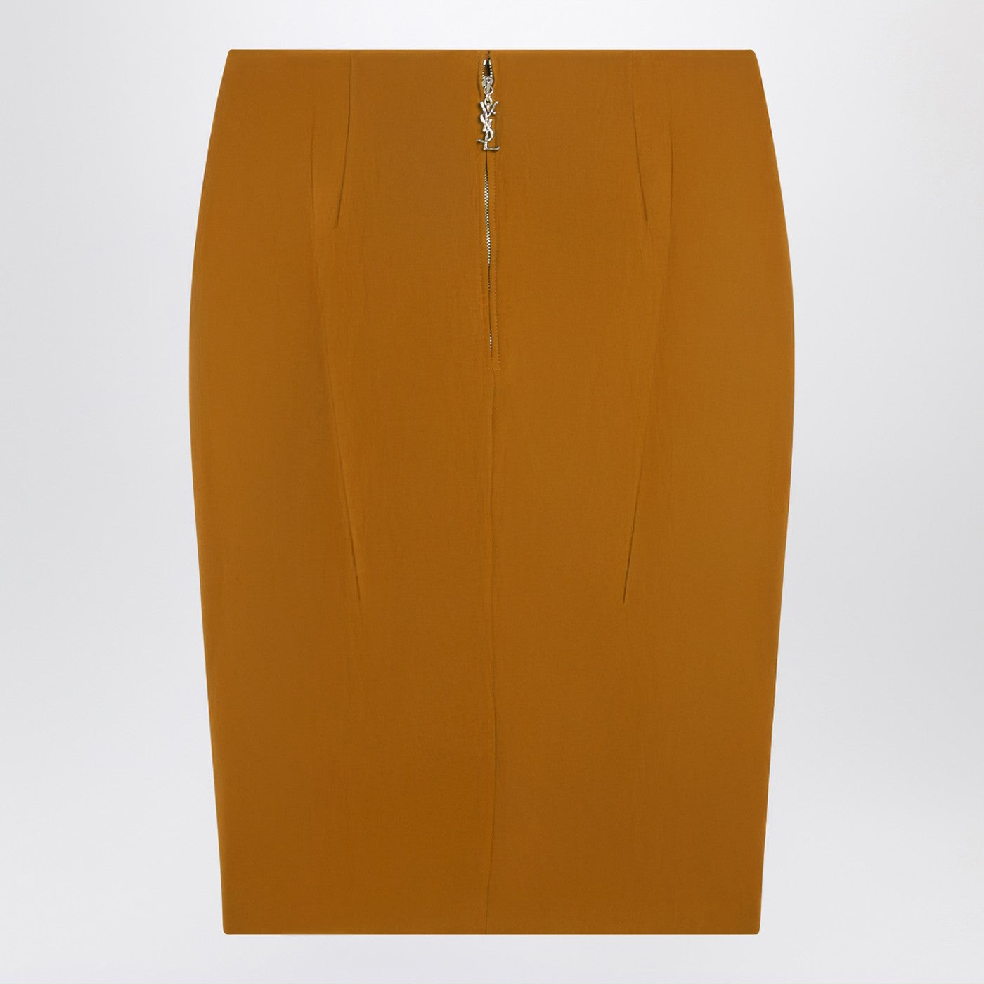 Saint Laurent Ochre Yellow Satin Pencil Skirt Women SAINT LAURENT