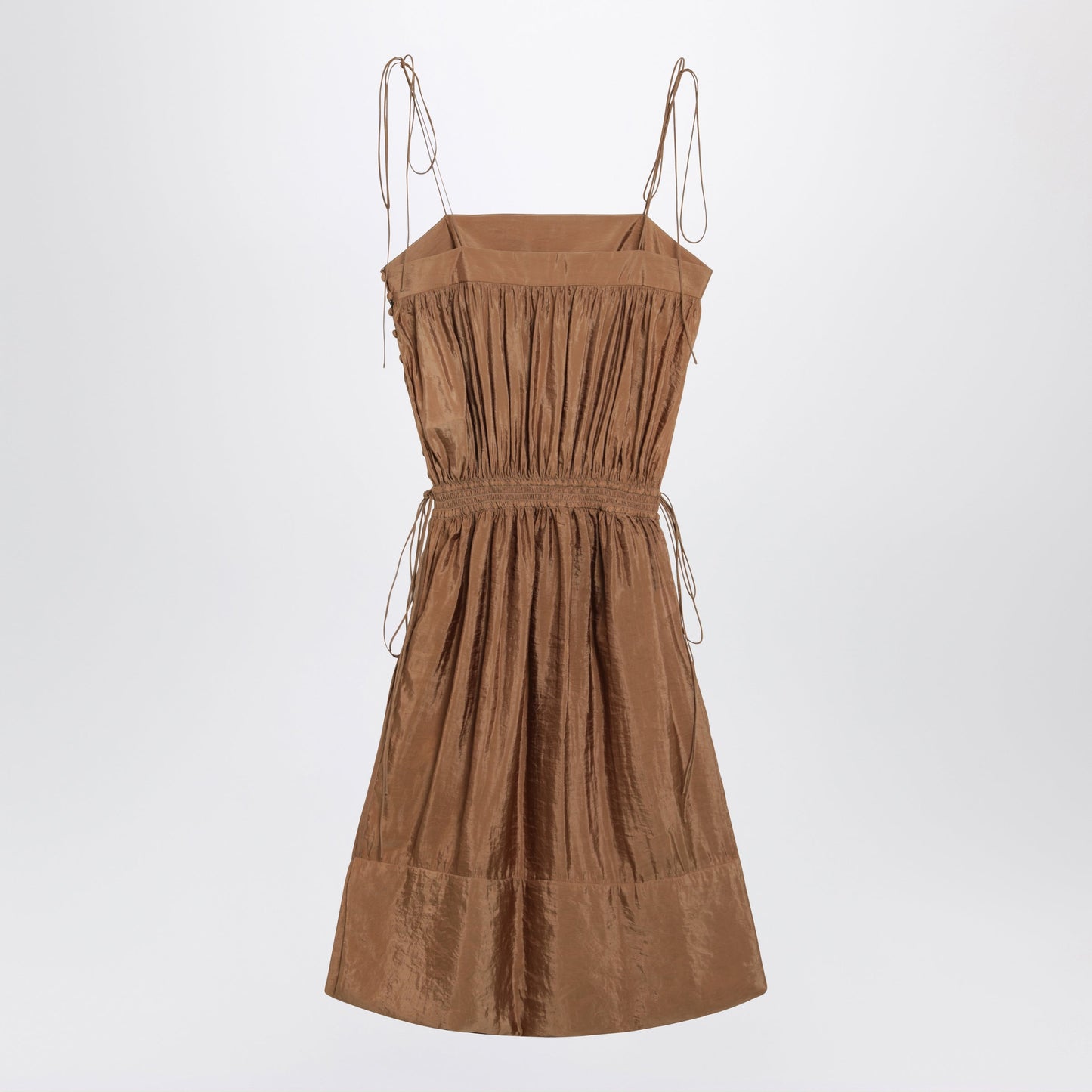 Saint Laurent Caramel-Coloured Nylon Blend Crepe Dress Women SAINT LAURENT