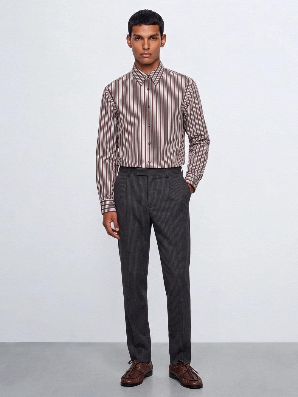 Saint Laurent Men Striped Cotton Poplin Shirt SAINT LAURENT