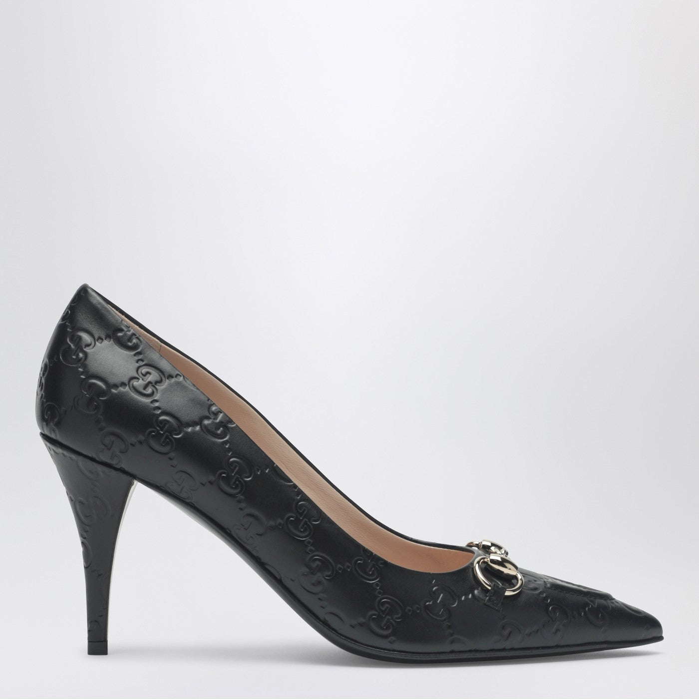 Gucci Black Gg Leather Pumps With Horsebit Women GUCCI