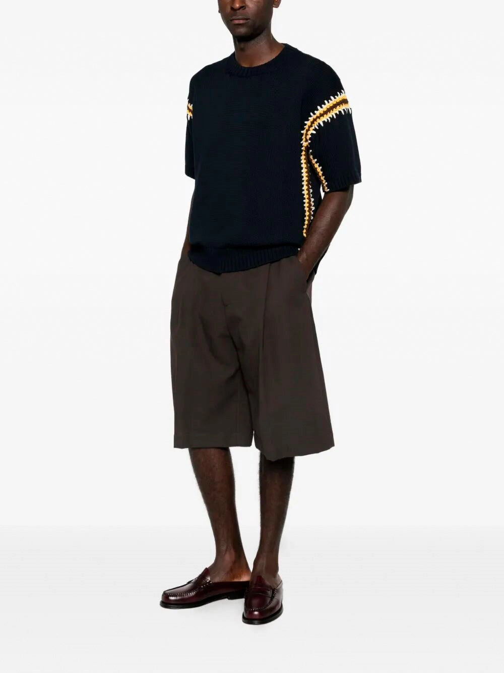 Prada Men Cotton Linen Polo Neck