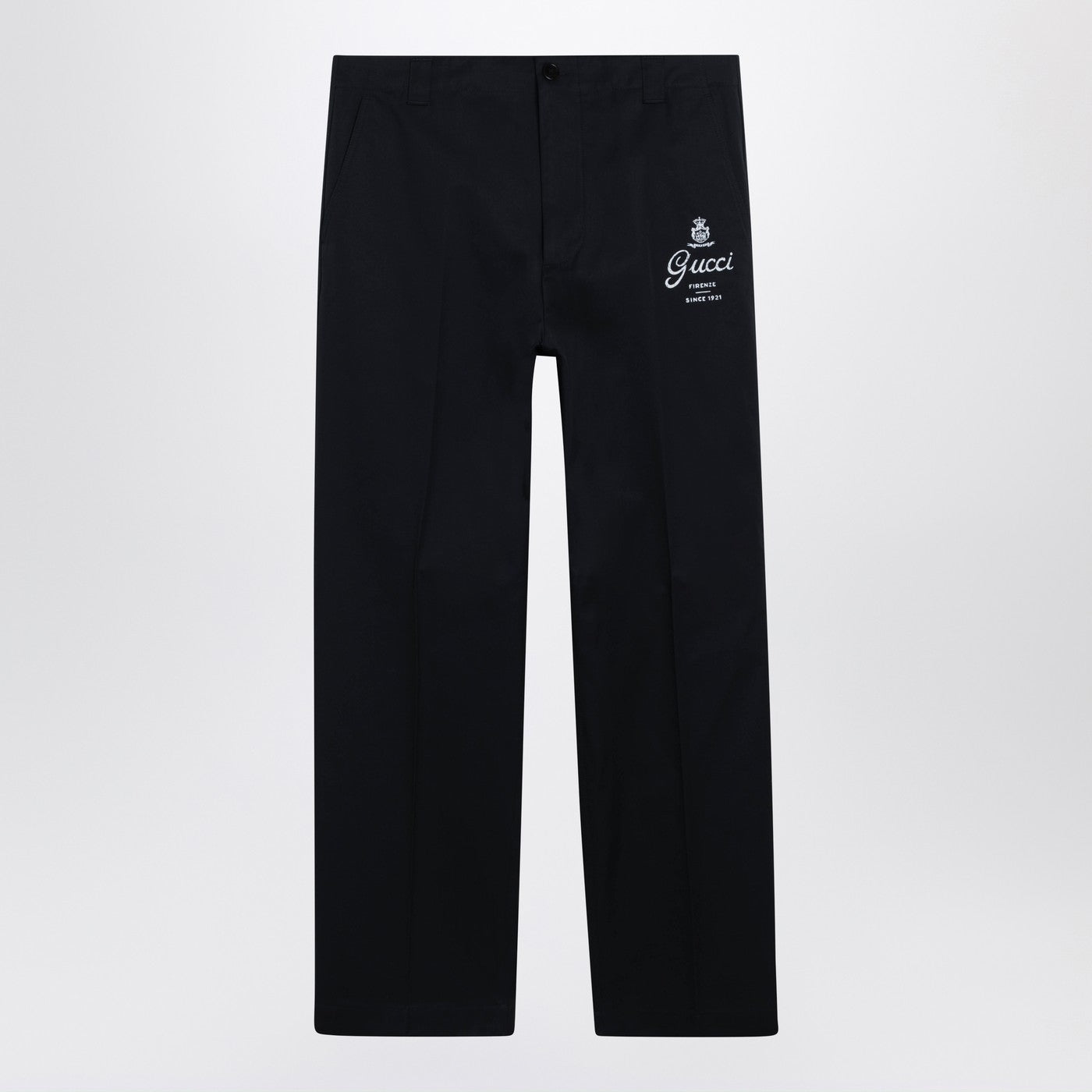 Gucci Blue Cotton Trousers With Logo Print Men GUCCI