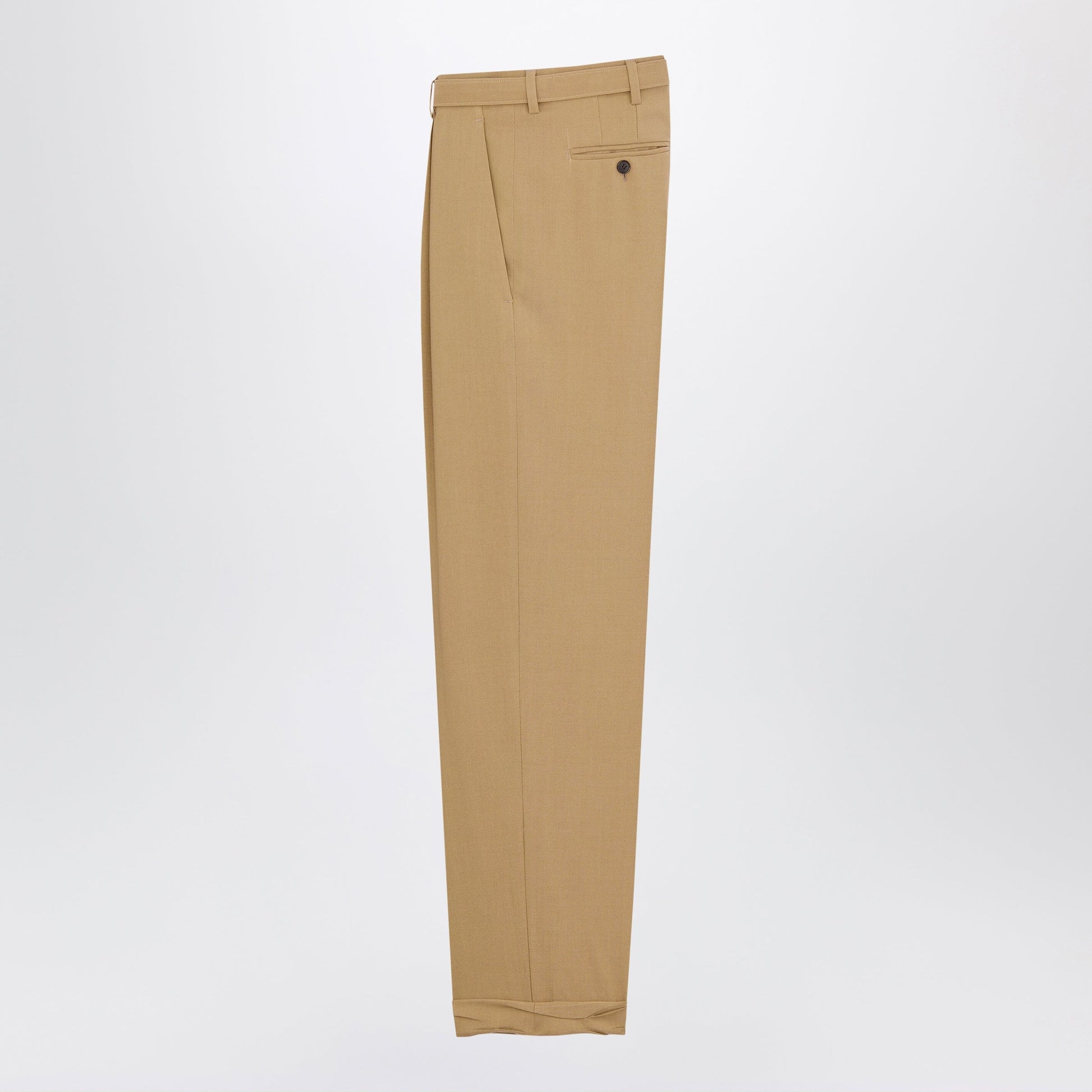 Saint Laurent High-Waisted Tailored Trousers With Belt In Beige Wool Men SAINT LAURENT