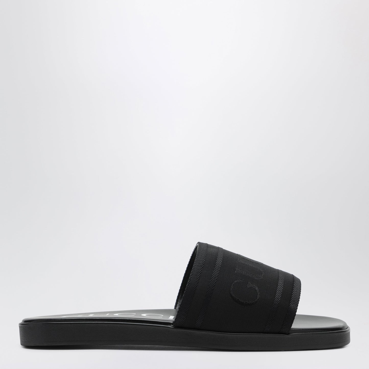 Gucci Black Jacquard Fabric Slides Men GUCCI